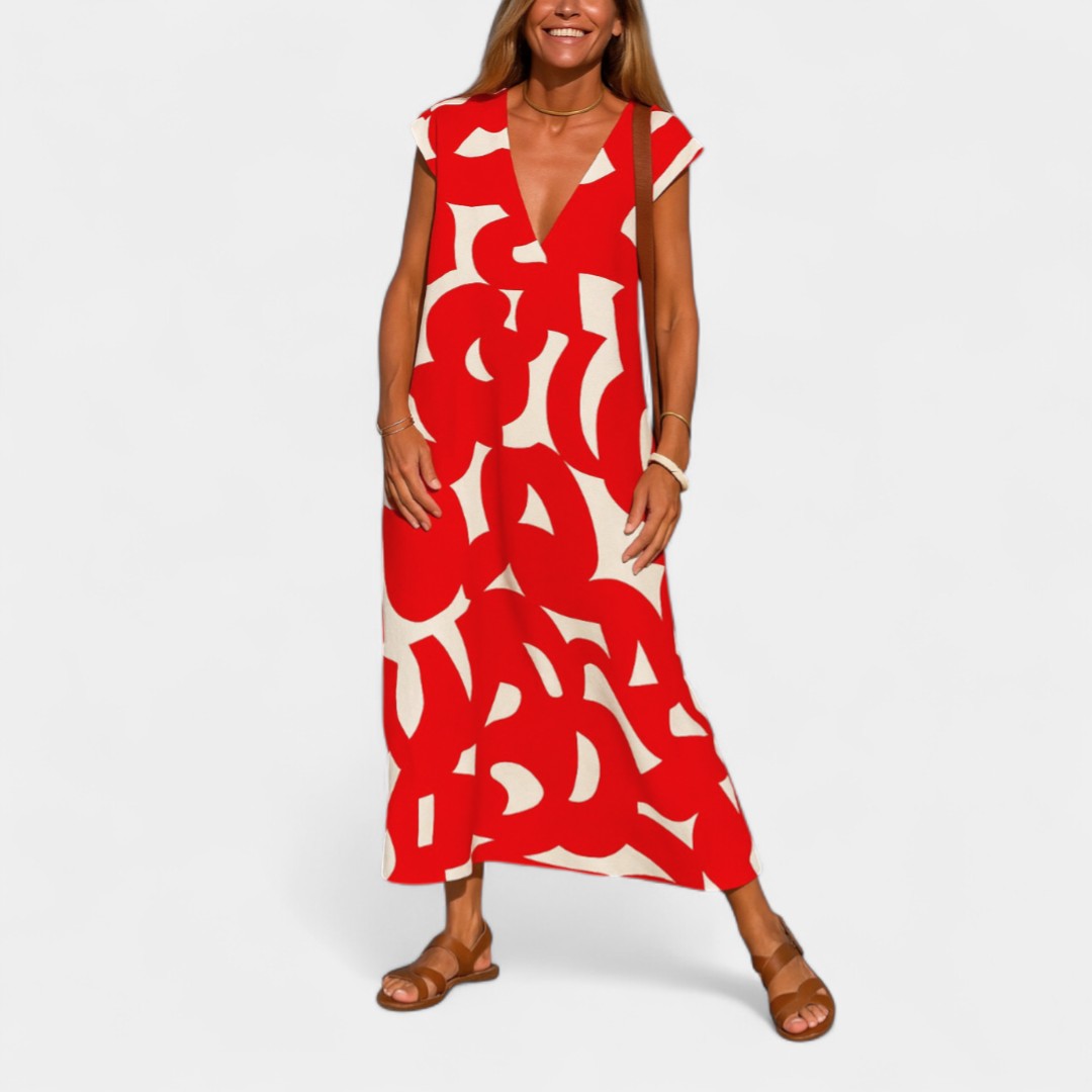 Chloe Lightweight Dress With V Neck For Every Moment