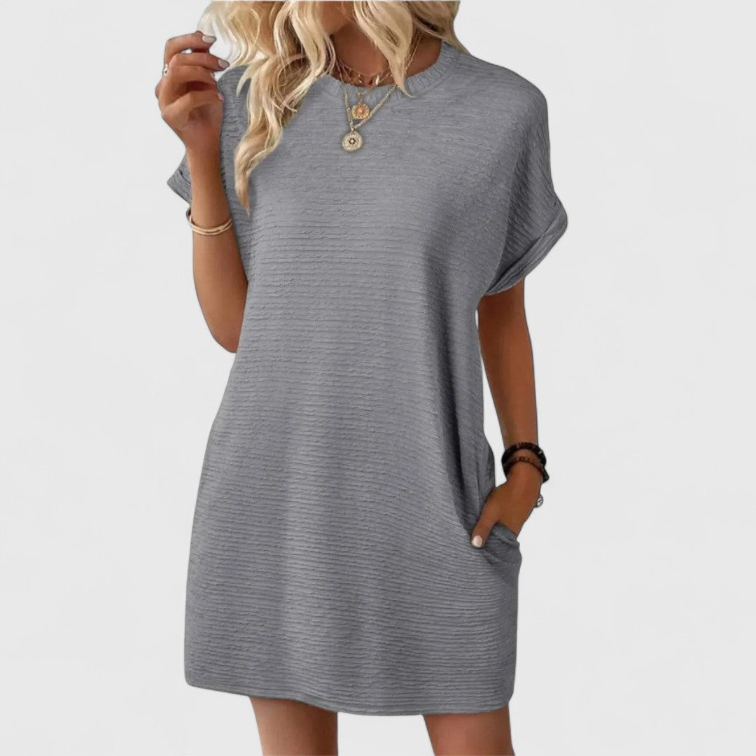 Pantelia Minimalist Dress Round Neckline For Elegant Looks