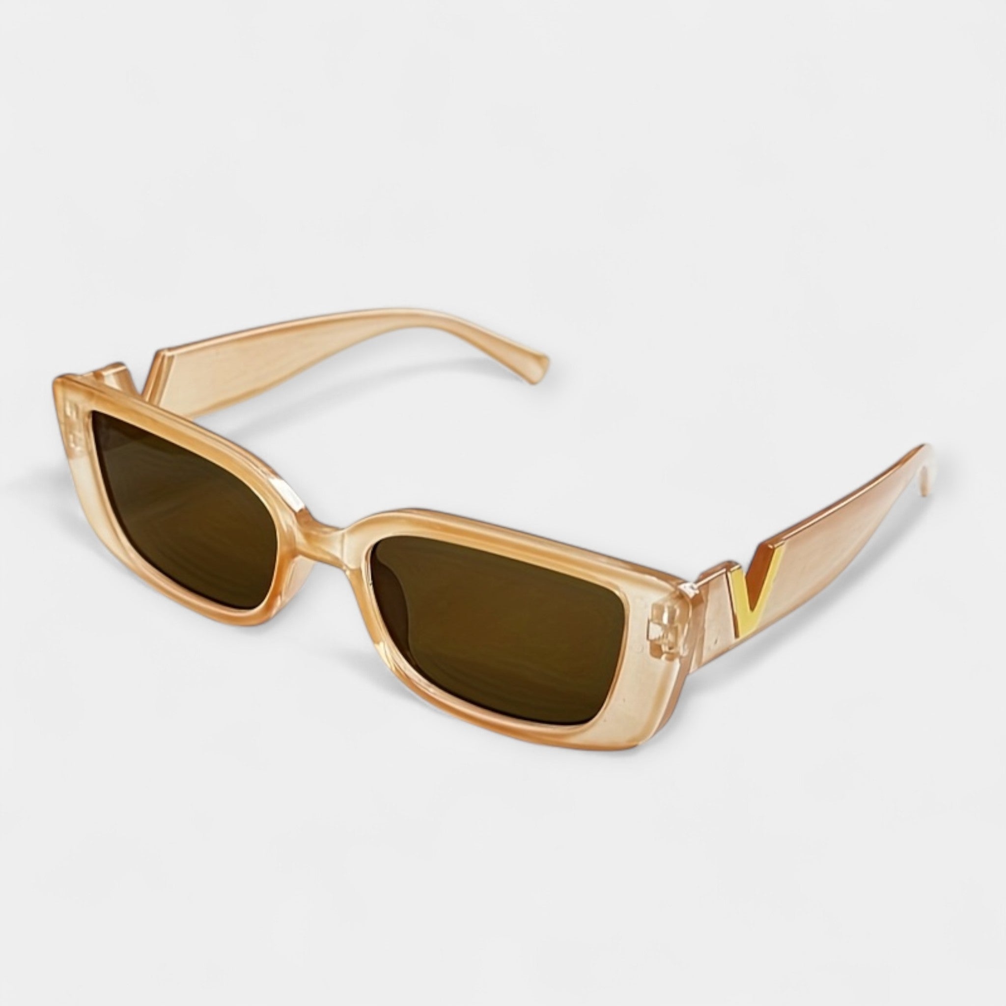 Vintage Square Glasses Black Frame With Gold V Detail