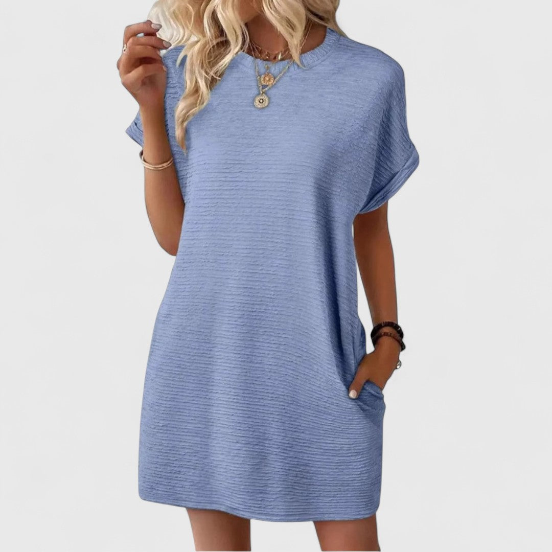 Pantelia Minimalist Dress Round Neckline For Elegant Looks