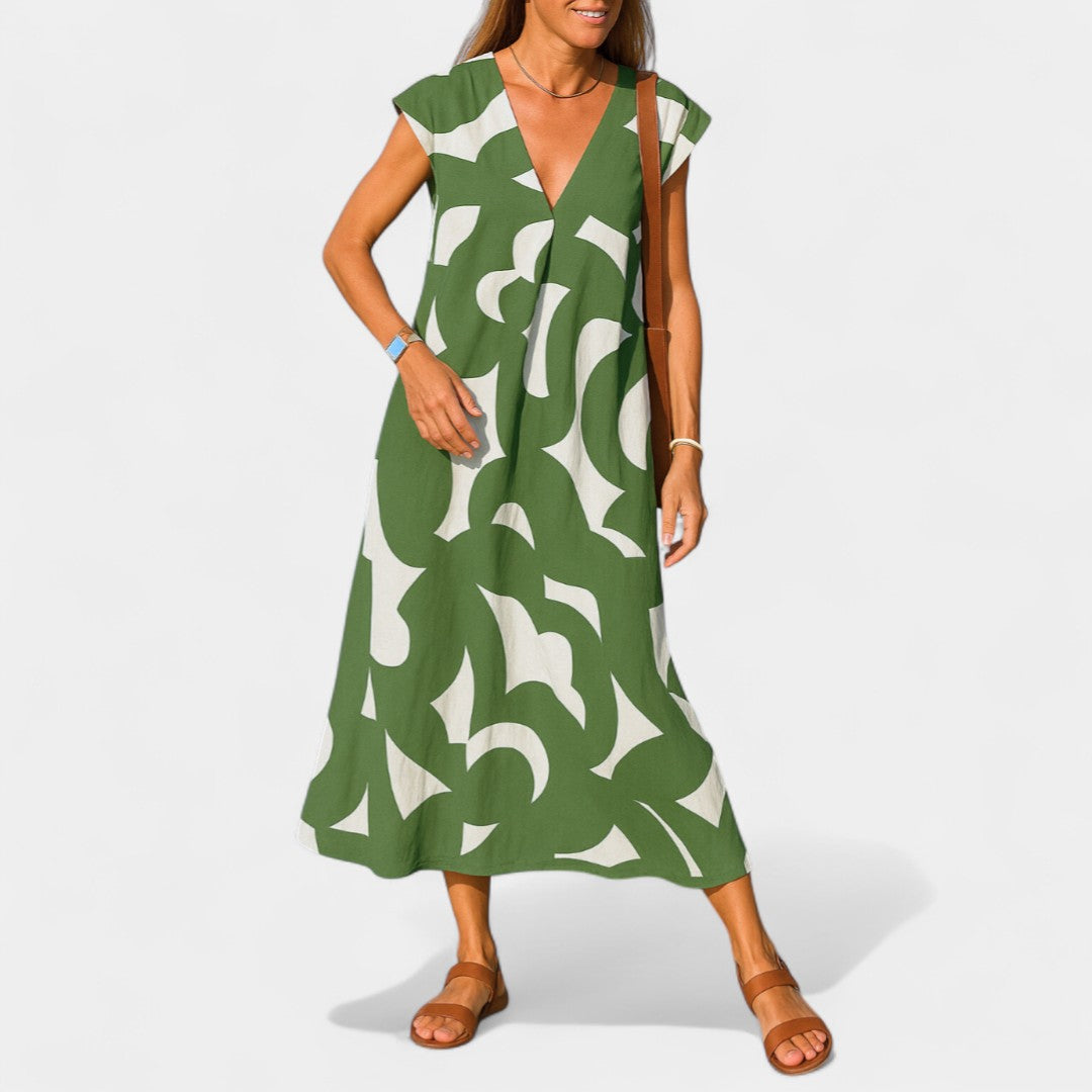 Chloe Lightweight Dress With V Neck For Every Moment