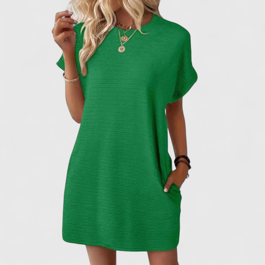 Pantelia Minimalist Dress Round Neckline For Elegant Looks