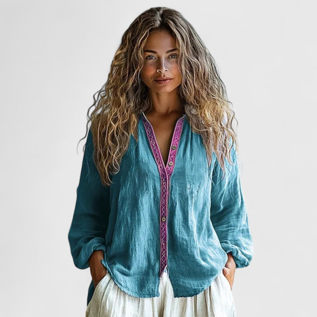 Phaedra Elegant Blouse With Timeless Leaf Print Chic