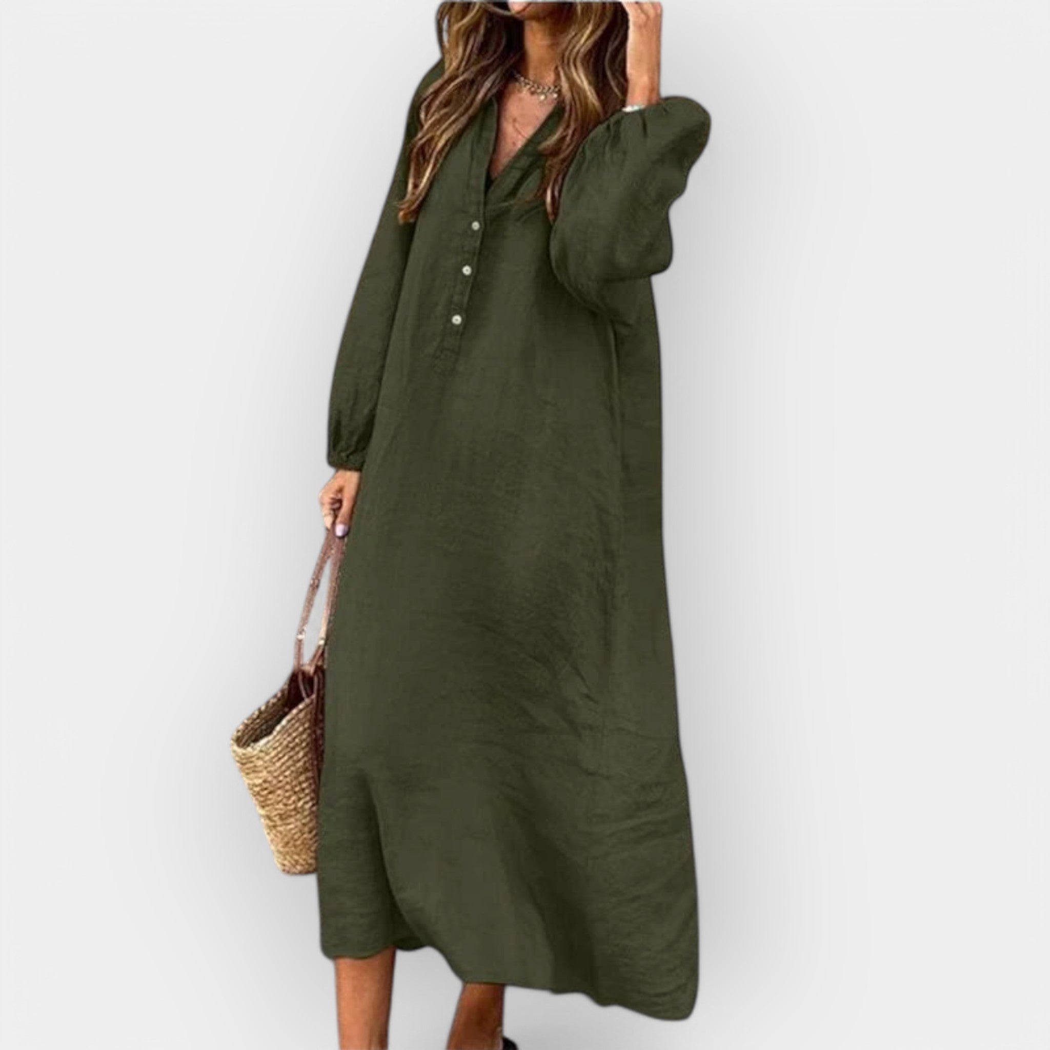Linen Dress With Elegant Silhouette For Everyday Summer
