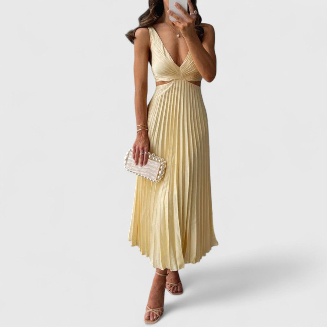 Iris Pleated Midi Dress Refined Elegance And Comfort