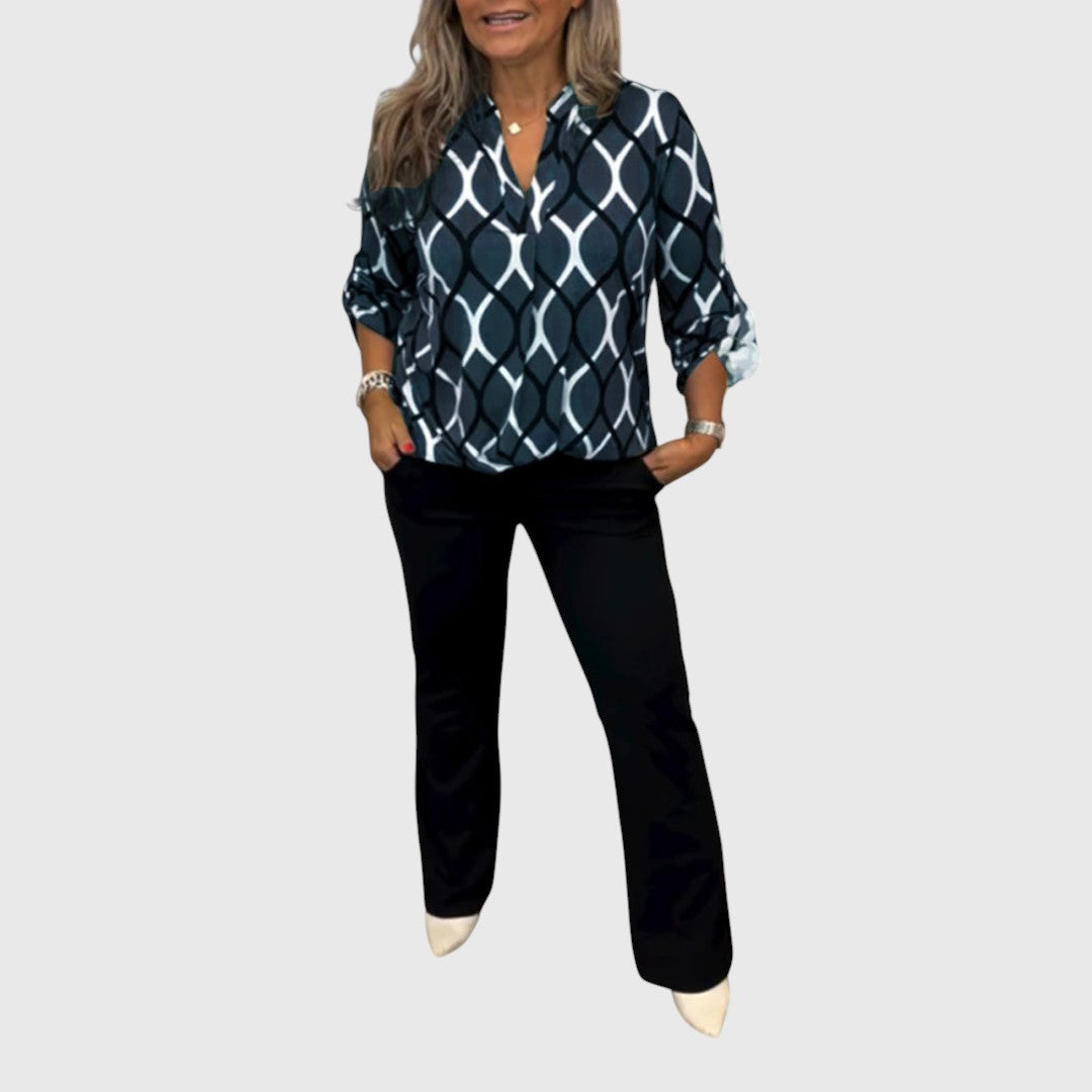 Xanthi Blouse With Artistic Graphic Print For Everyday