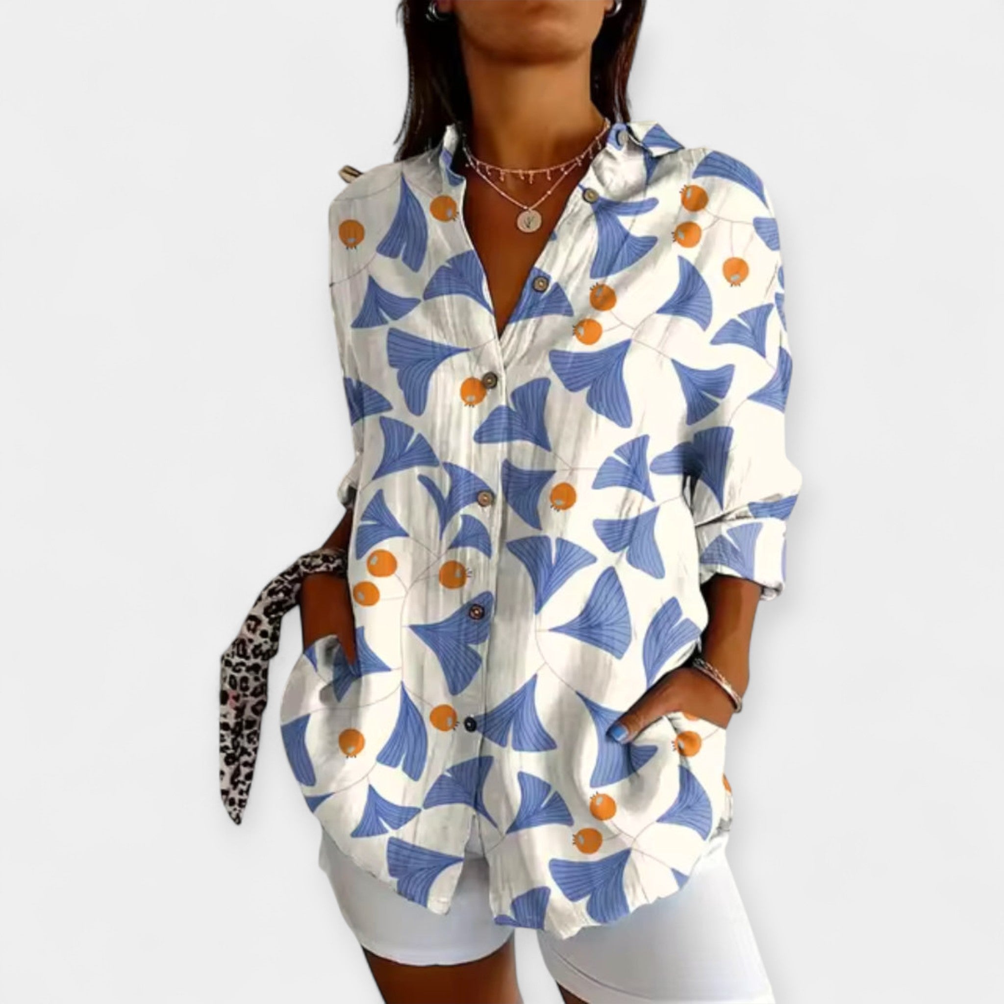 Soft And Breathable Floral Print Blouse With Buttons
