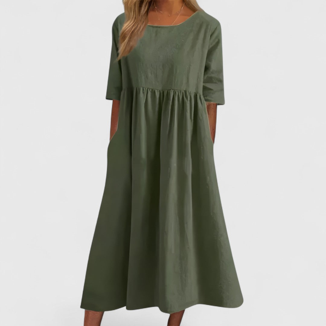 Erifili Elegant Flattering A Line Dress For Comfort