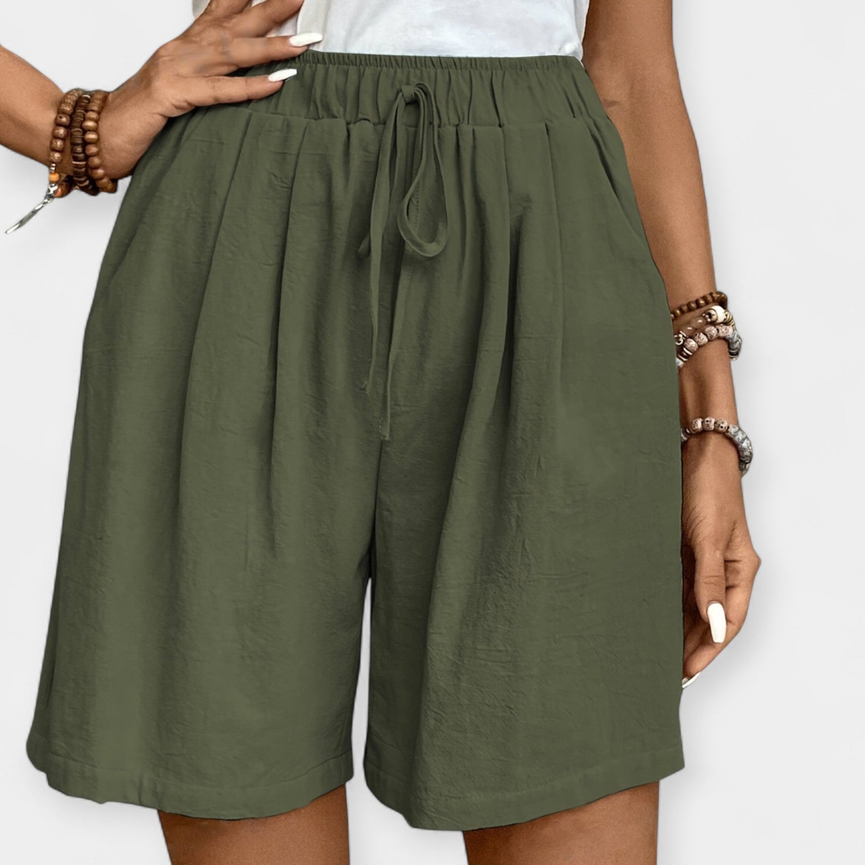 Airy Texture Shorts With Subtle Shine For Holiday Chic