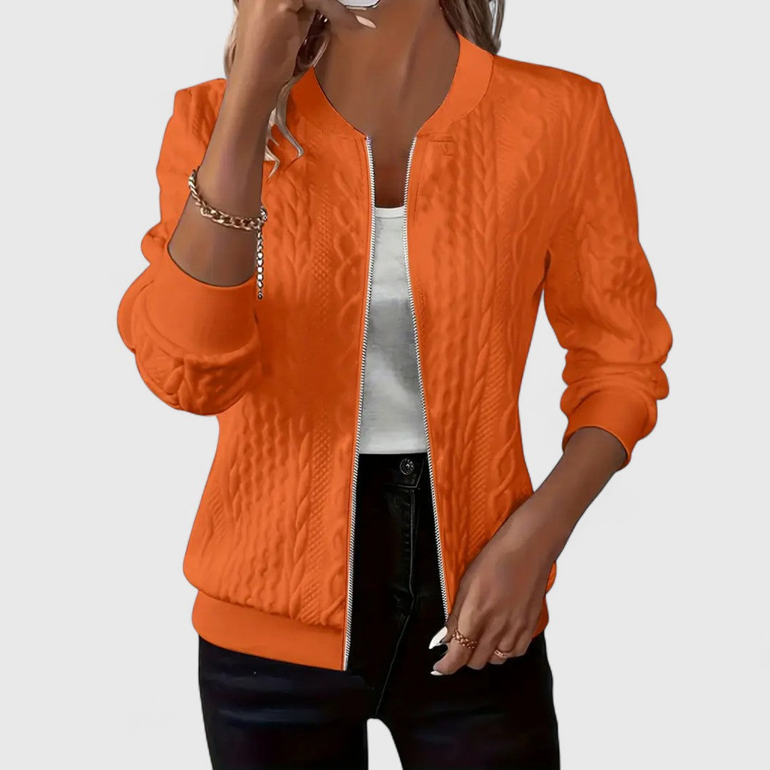 Eliana Fabric Bomber Jacket With Zipper For Sporty Look