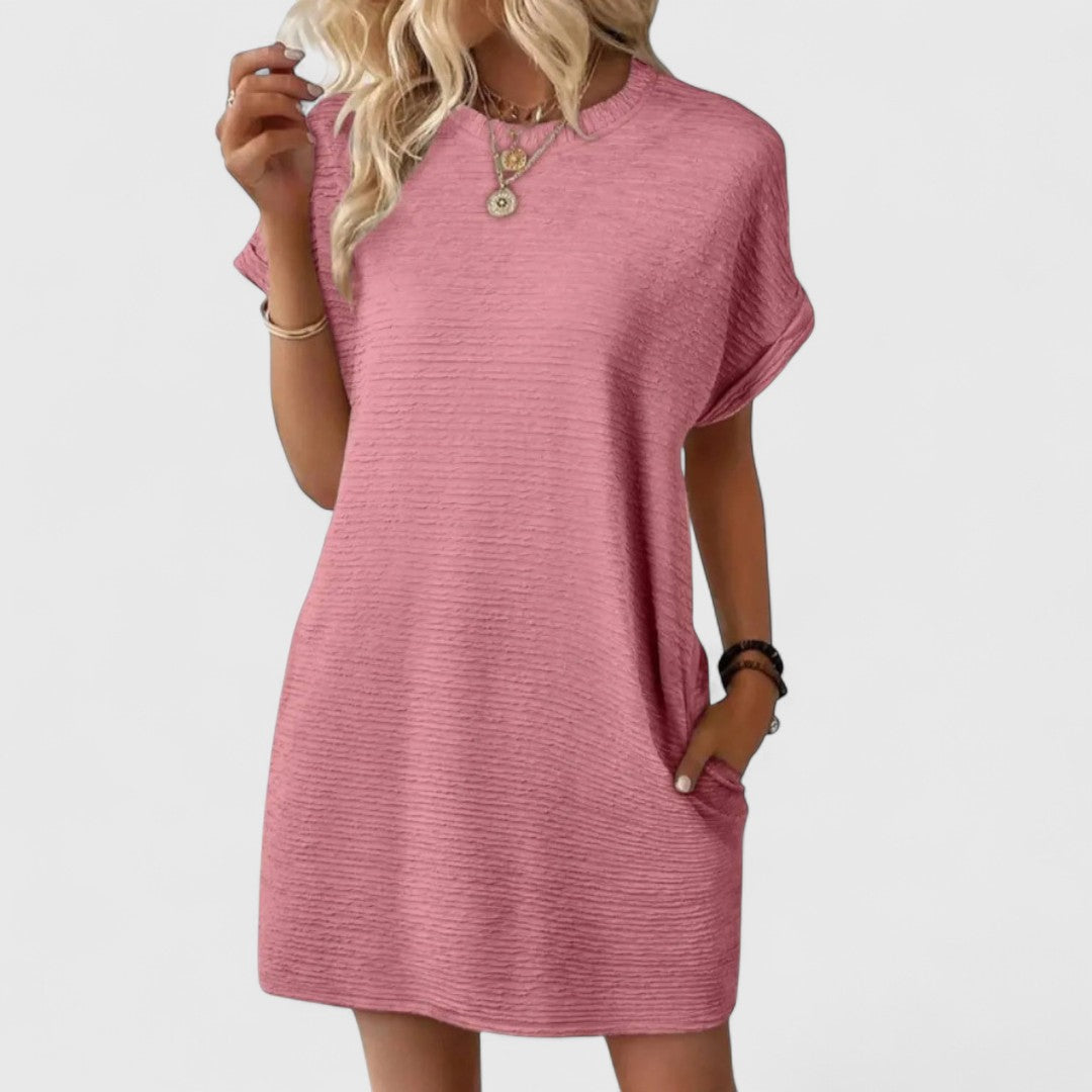 Pantelia Minimalist Dress Round Neckline For Elegant Looks