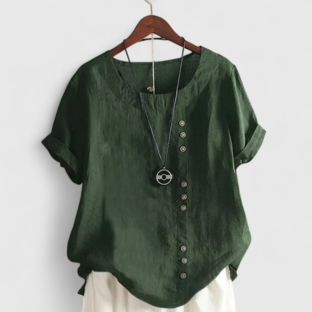 Polyxene Womens Comfortable Short Sleeve Cotton Blouse