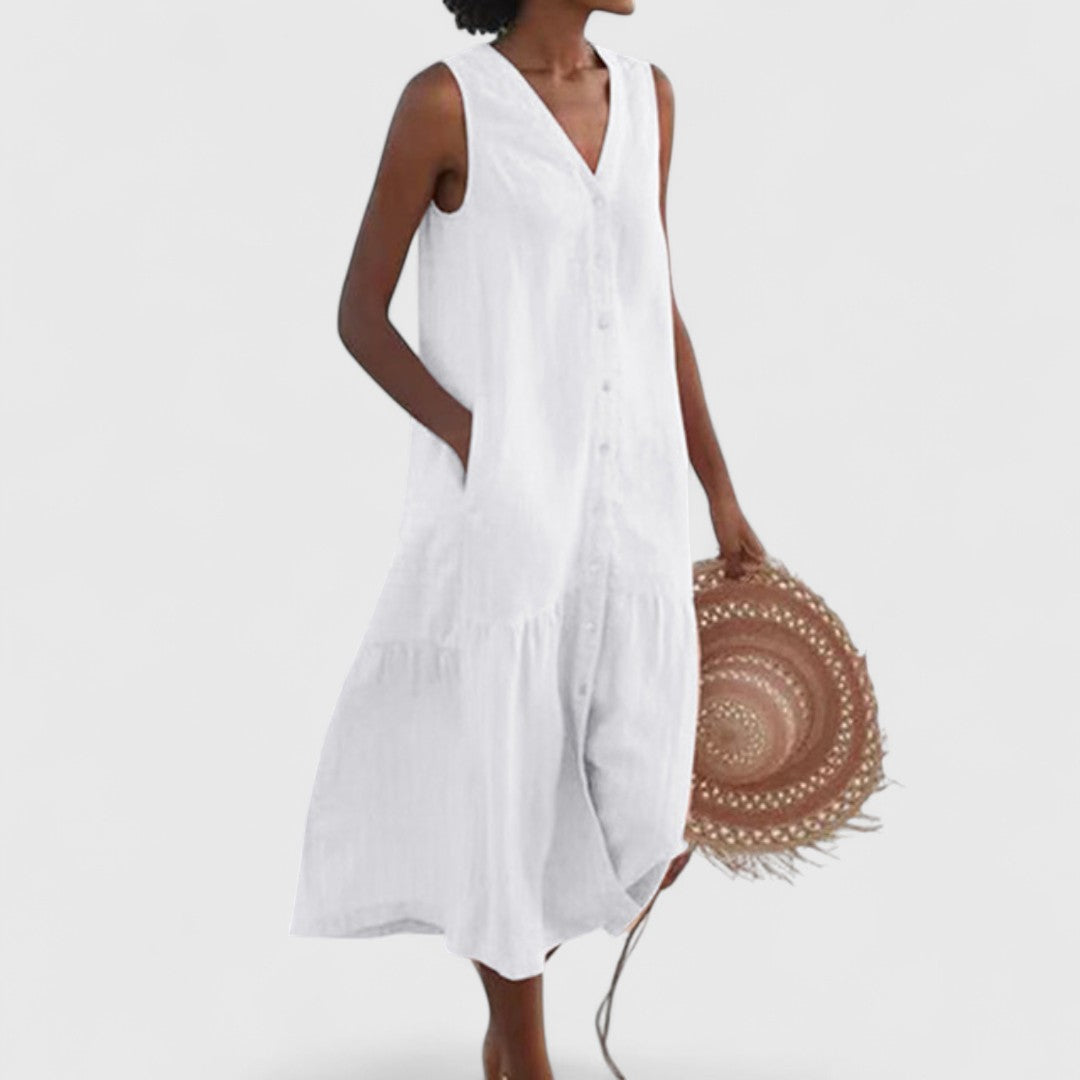 Antonoula Elegant V Neck Dress For Ultimate Comfort