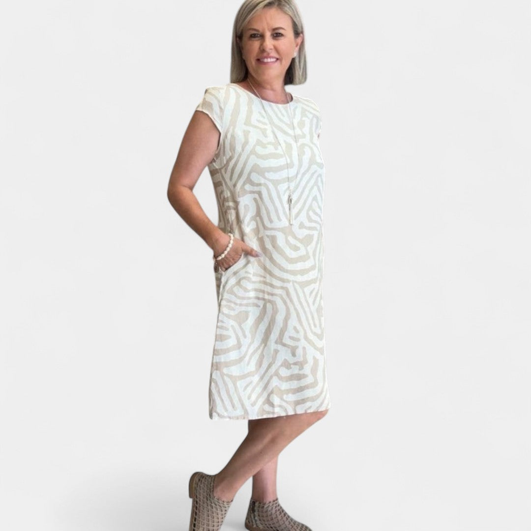 Ismene Cotton Summer Dress Round Neckline Vintage Pattern