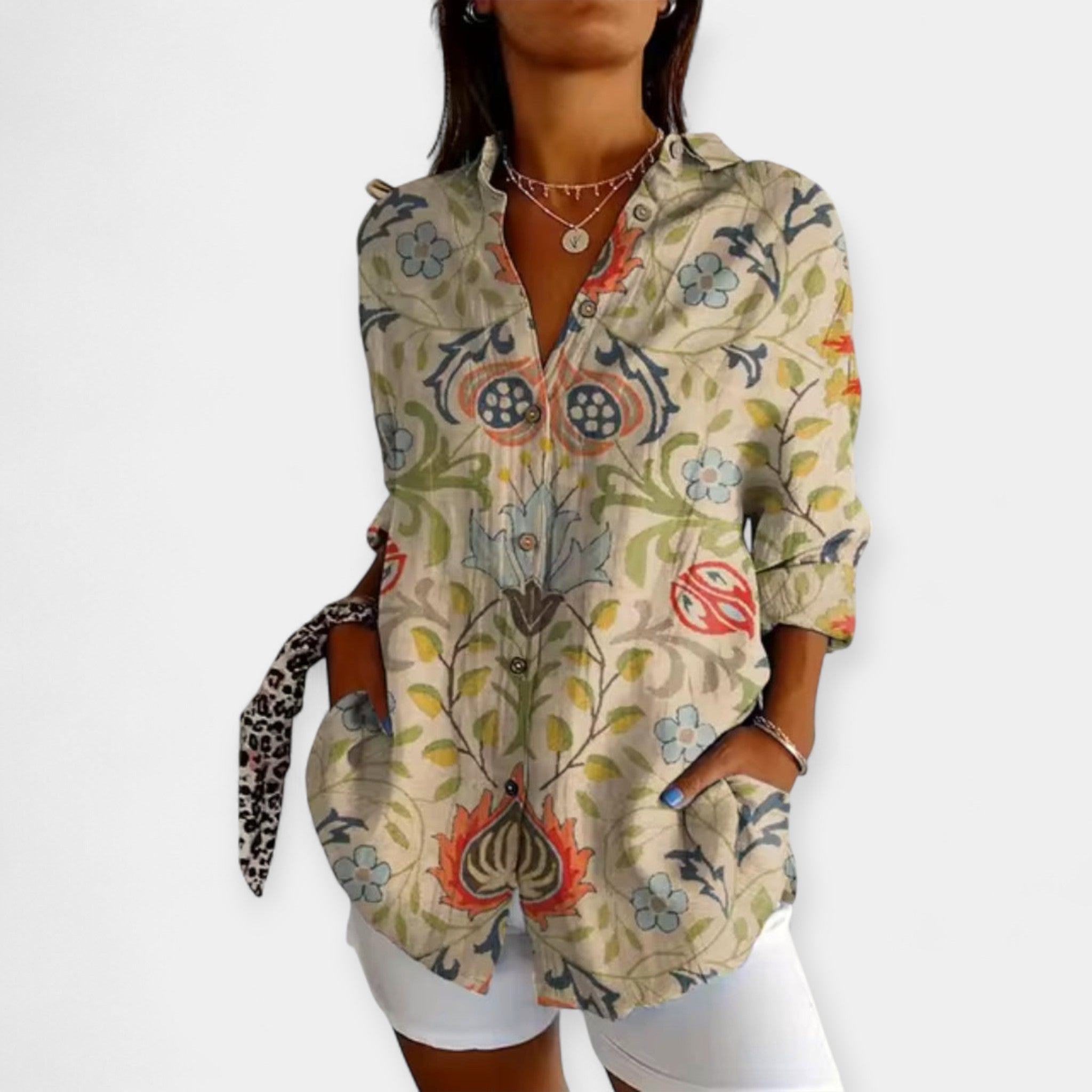 Soft And Breathable Floral Print Blouse With Buttons