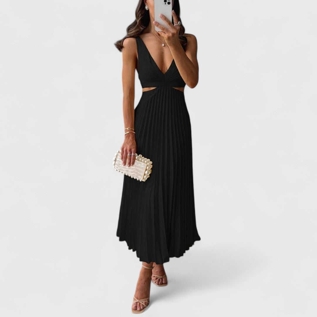 Iris Pleated Midi Dress Refined Elegance And Comfort