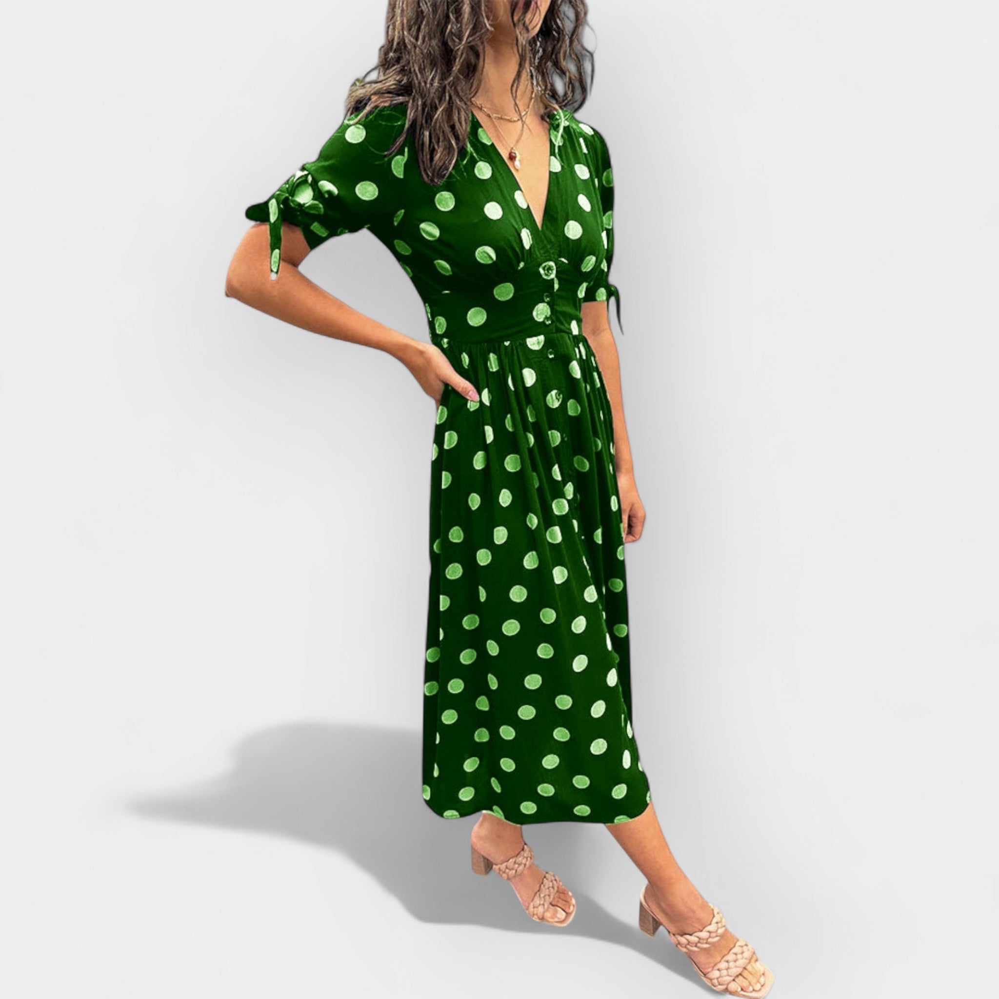 Polka Dot Dress With Elegant Details For Everyday Style