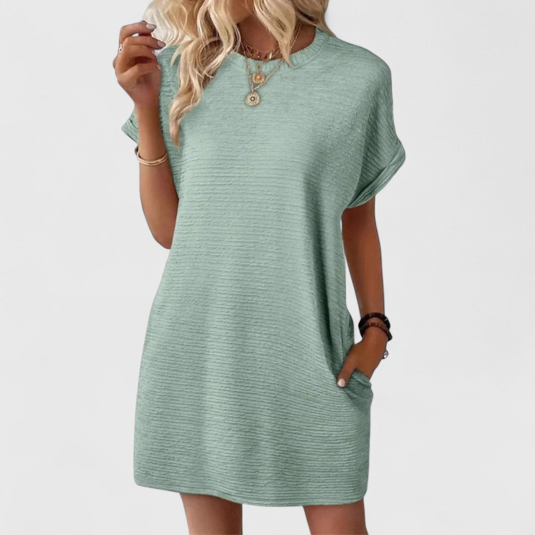 Pantelia Minimalist Dress Round Neckline For Elegant Looks