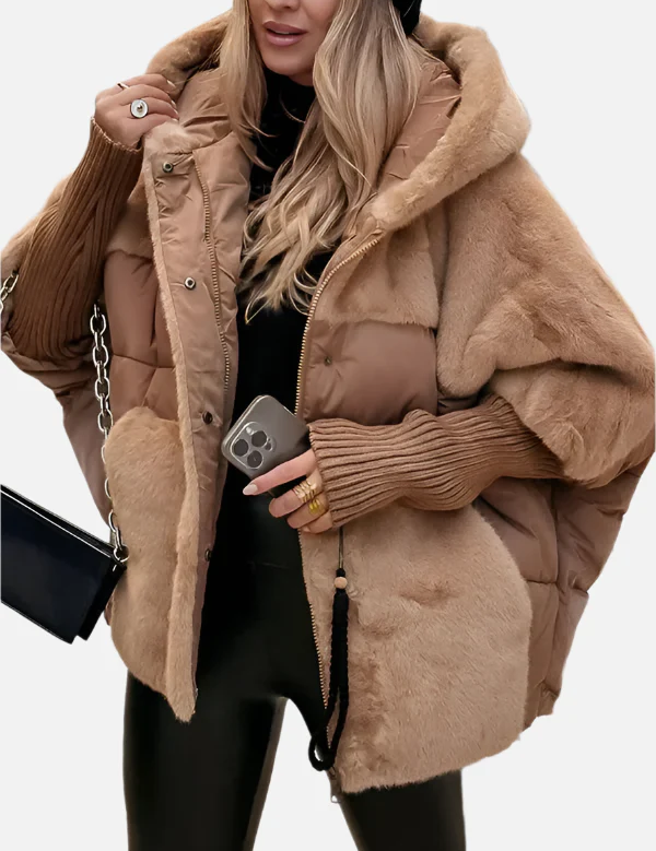 Ava Elegant Puffer Jacket With Teddy Mix For Winter Warmth