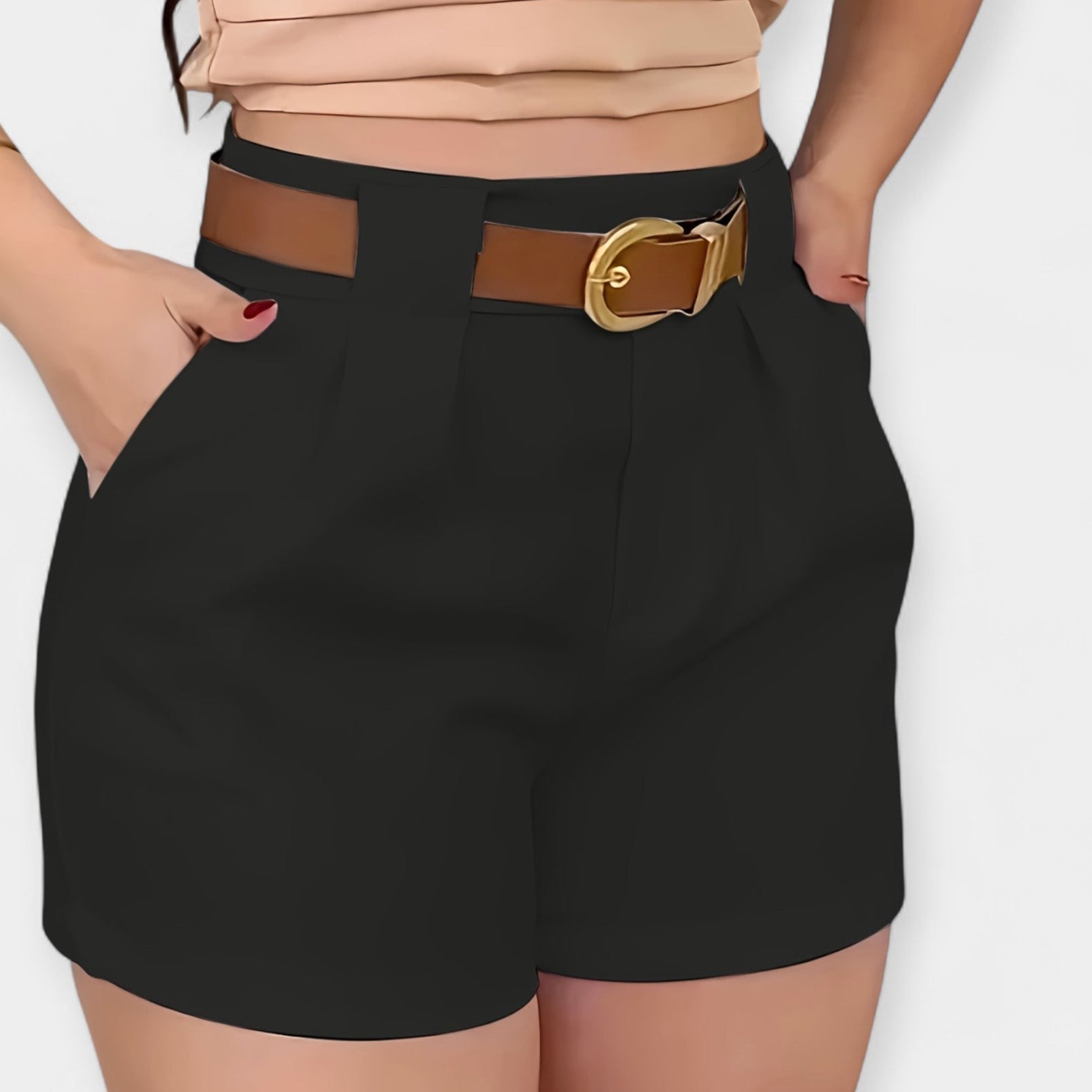 Pleated High Waist Shorts in White for Elegant Silhouette