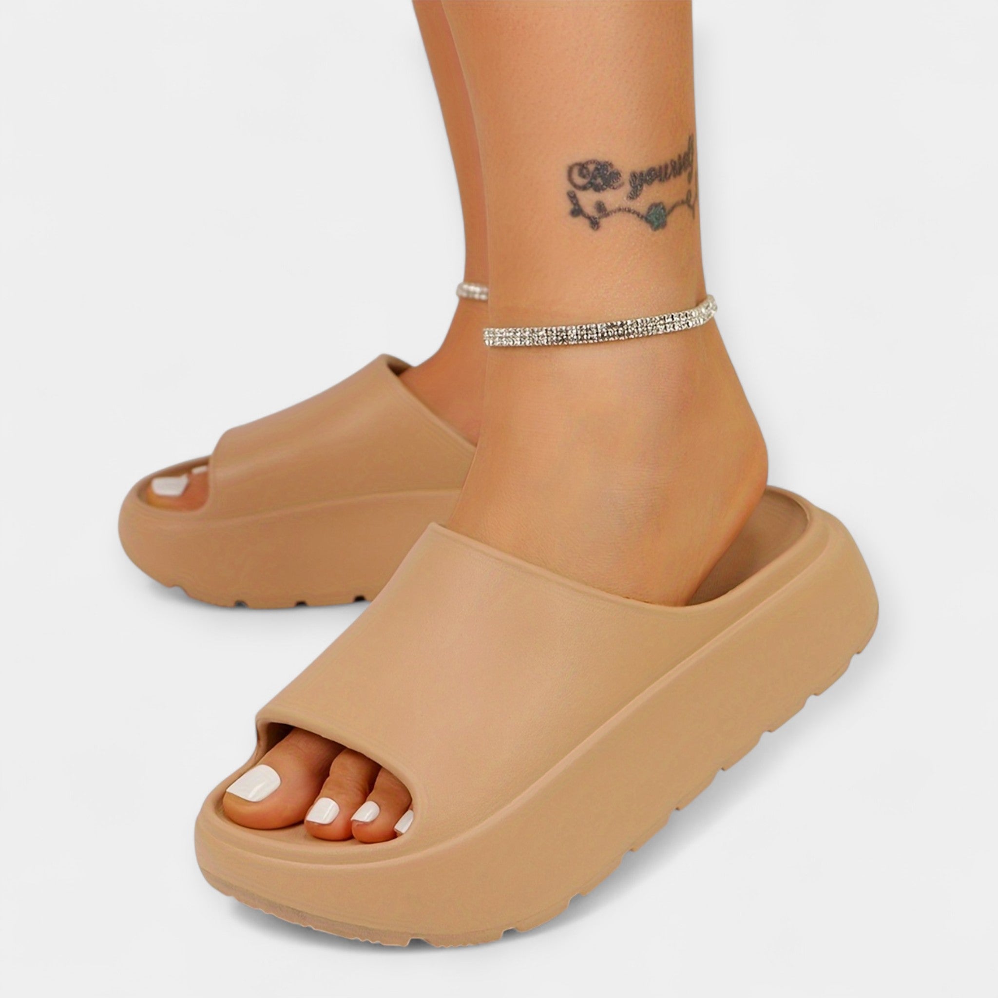 Bright Pink Platform Sandals Open Toe Slip On Non Slip Sole