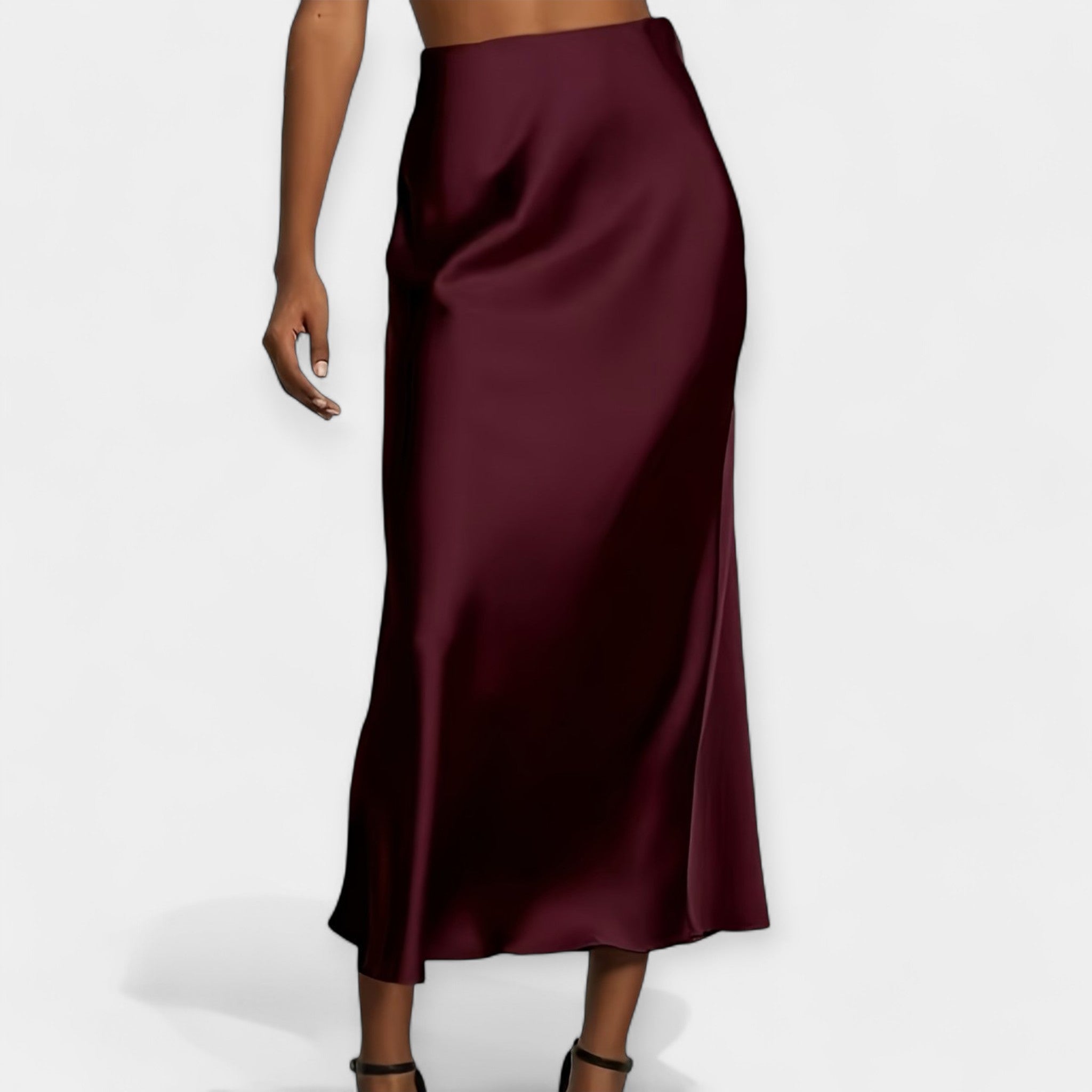 Midi High Waisted Satin Skirt Timeless Elegant Style