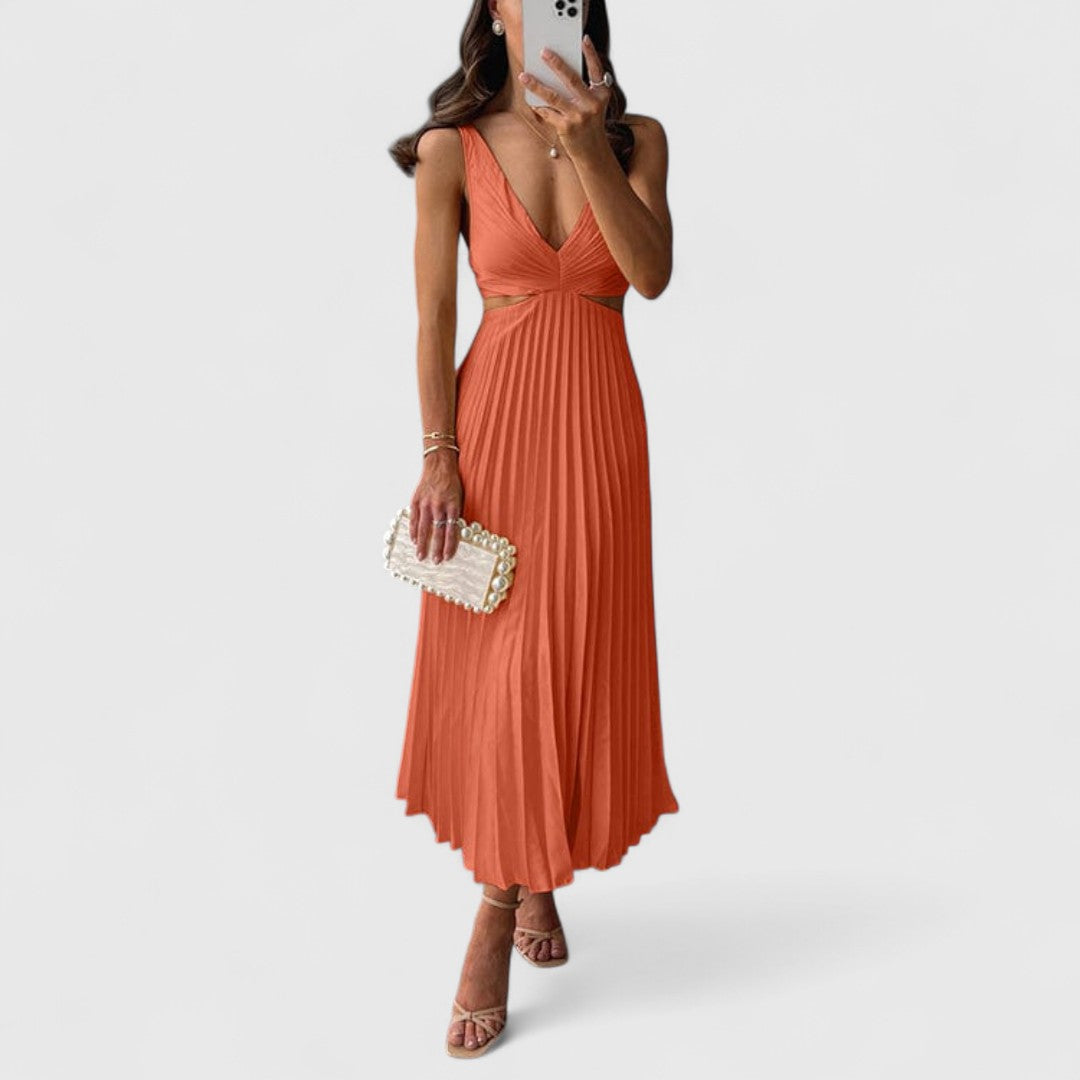 Iris Pleated Midi Dress Refined Elegance And Comfort