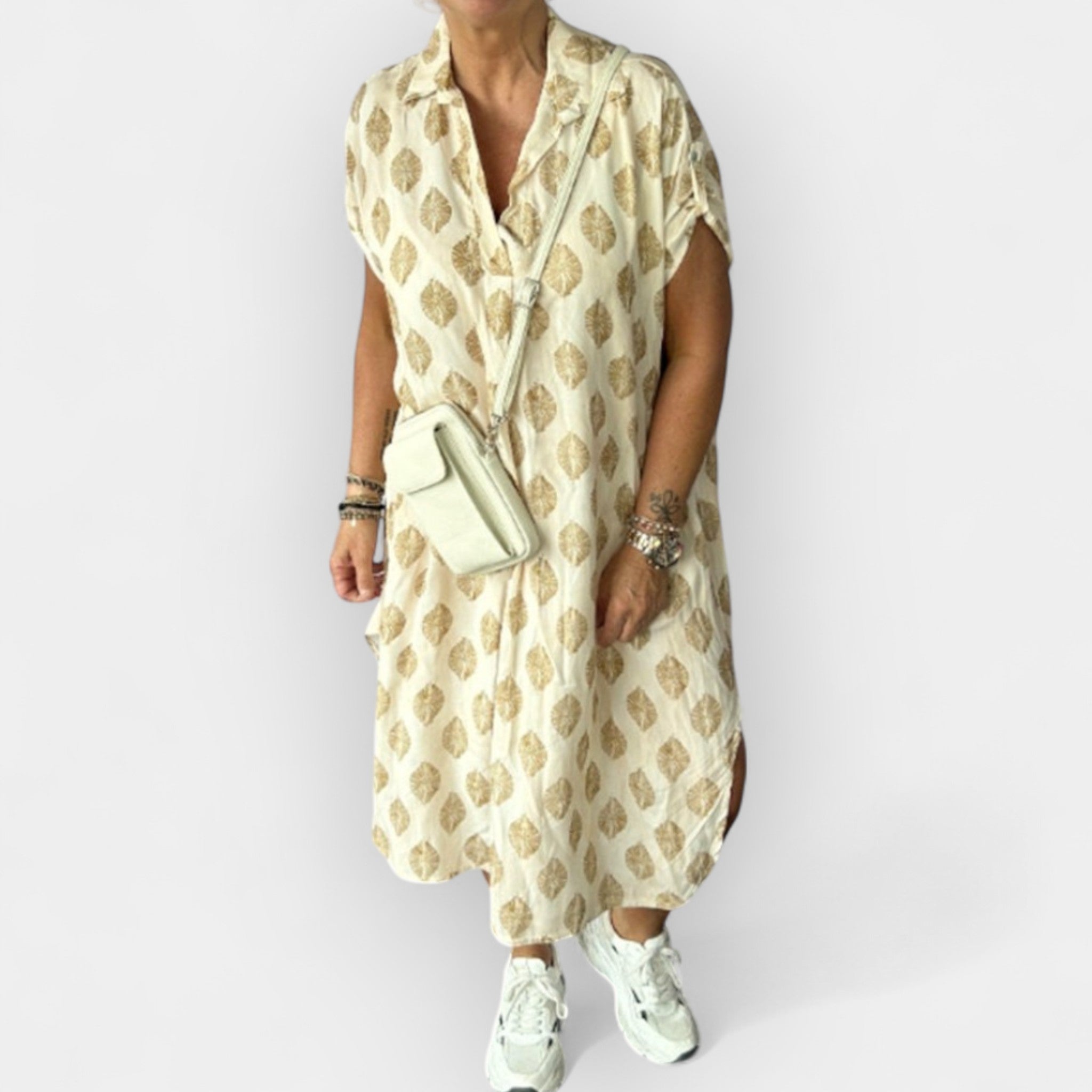Summer V Neck Dress With Flowy Silhouette Lightweight