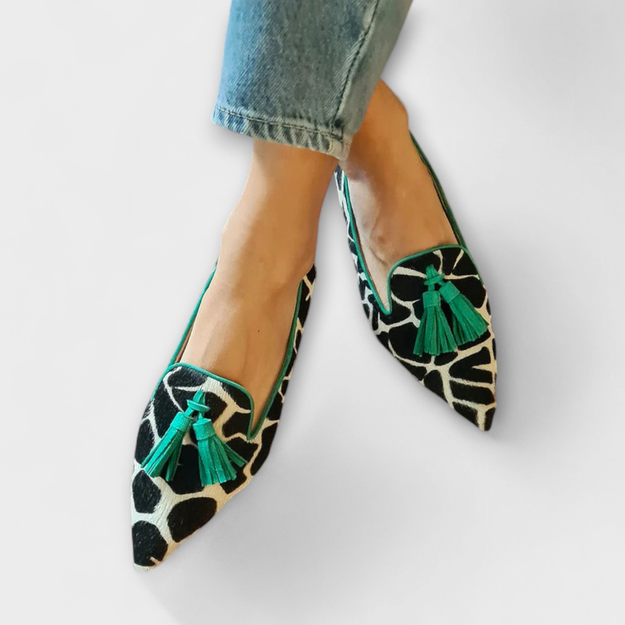Julia Elegant Tassel Loafers With Animal Print Details