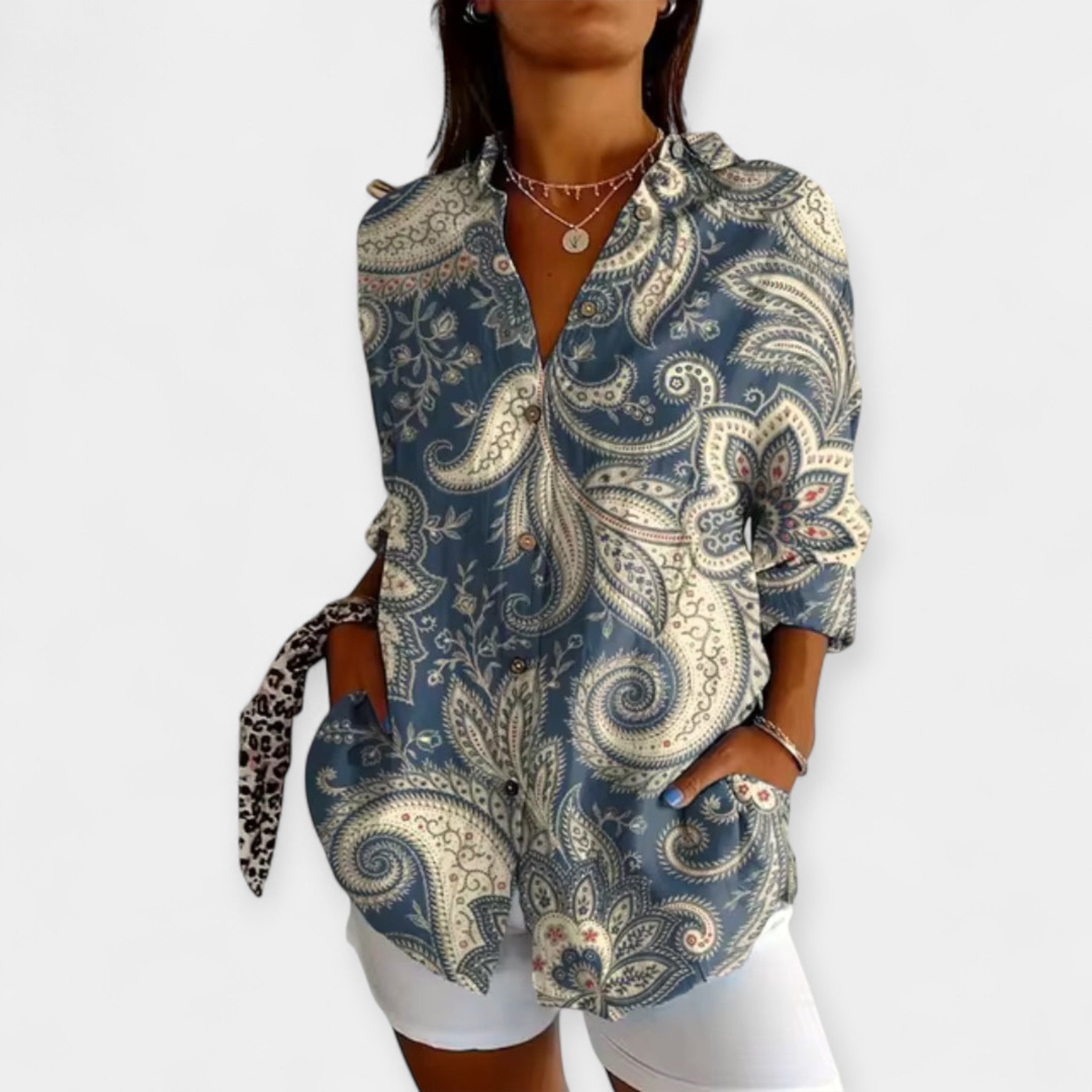 Soft And Breathable Floral Print Blouse With Buttons