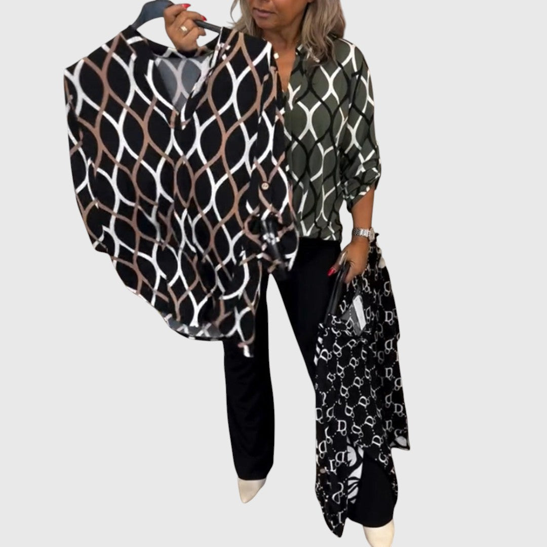 Xanthi Blouse With Artistic Graphic Print For Everyday