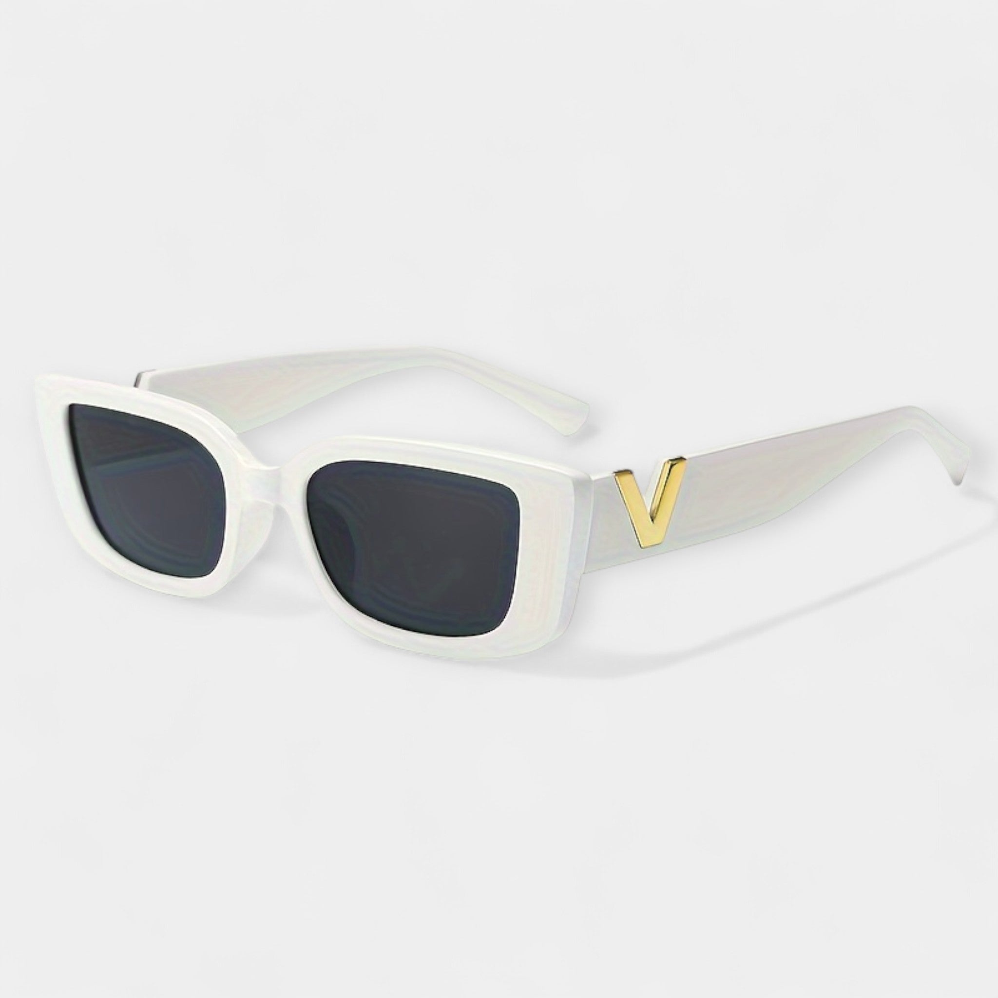 Vintage Square Glasses Black Frame With Gold V Detail