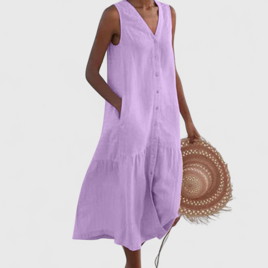 Antonoula Elegant V Neck Dress For Ultimate Comfort