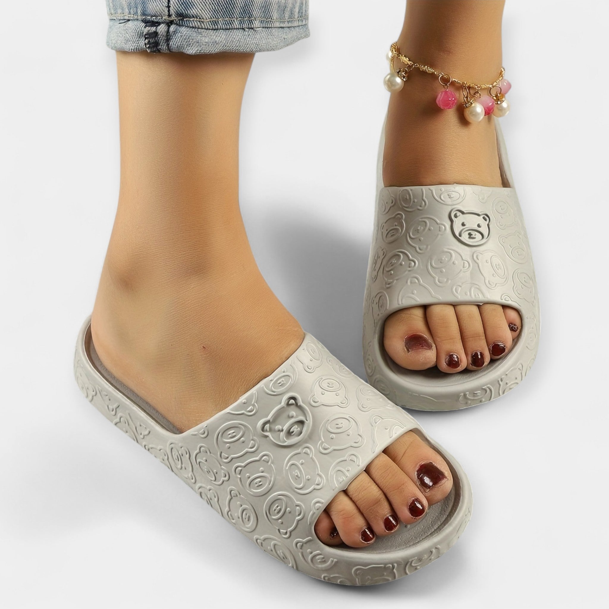 Bear Design Open Toe Slippers For Summer Beach And Home