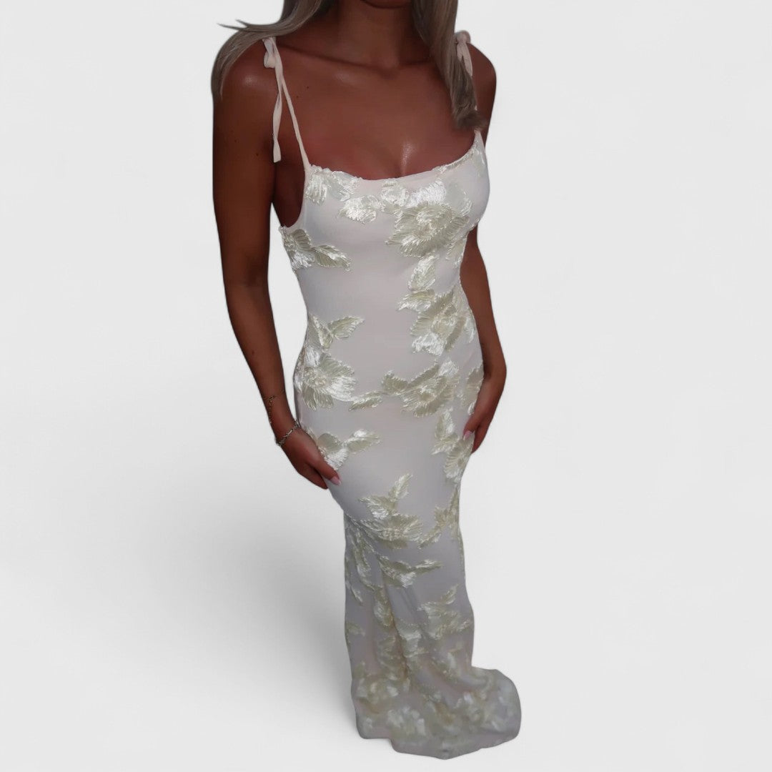 Evi Floral Embroidered Sleeveless Dress Timeless Romance