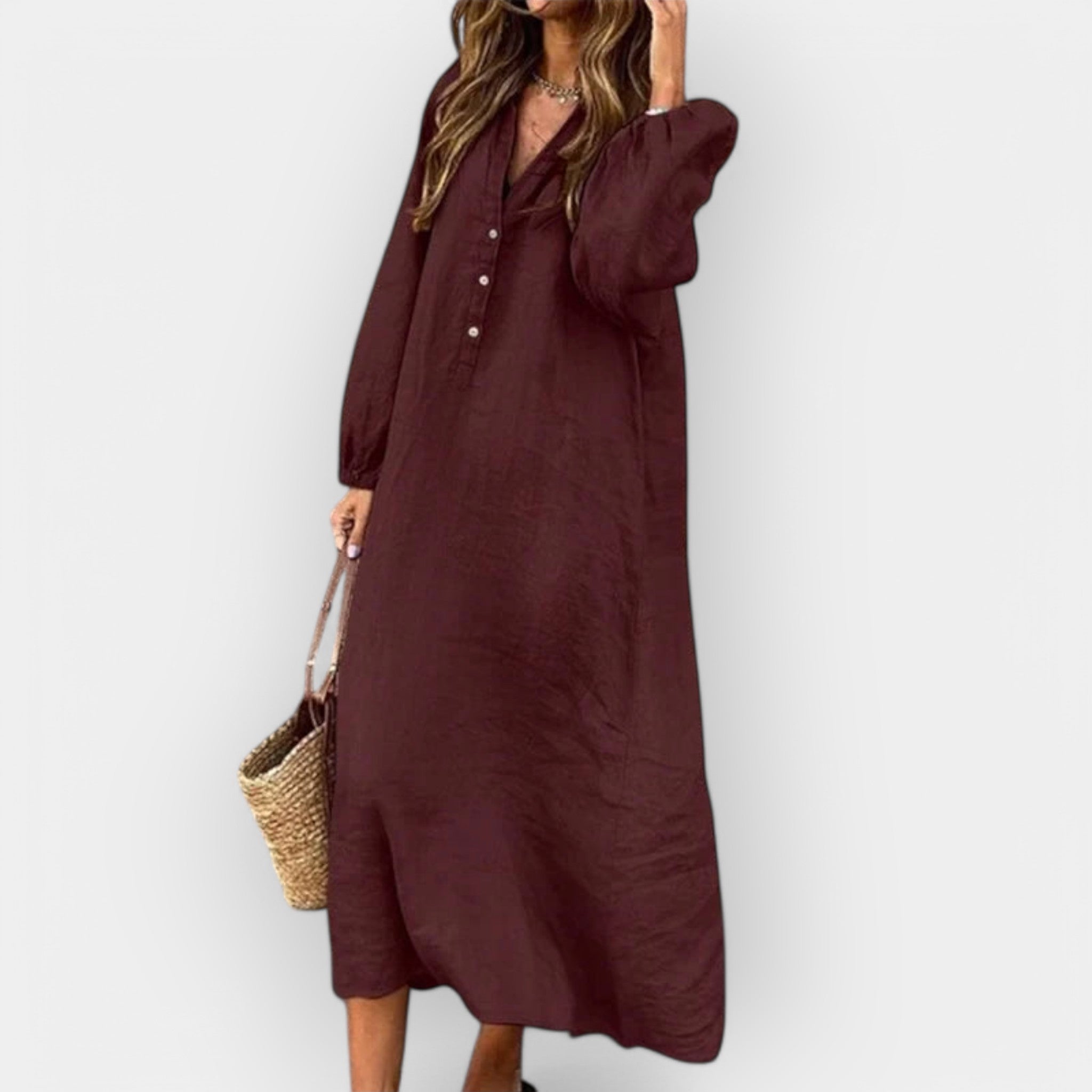 Linen Dress With Elegant Silhouette For Everyday Summer