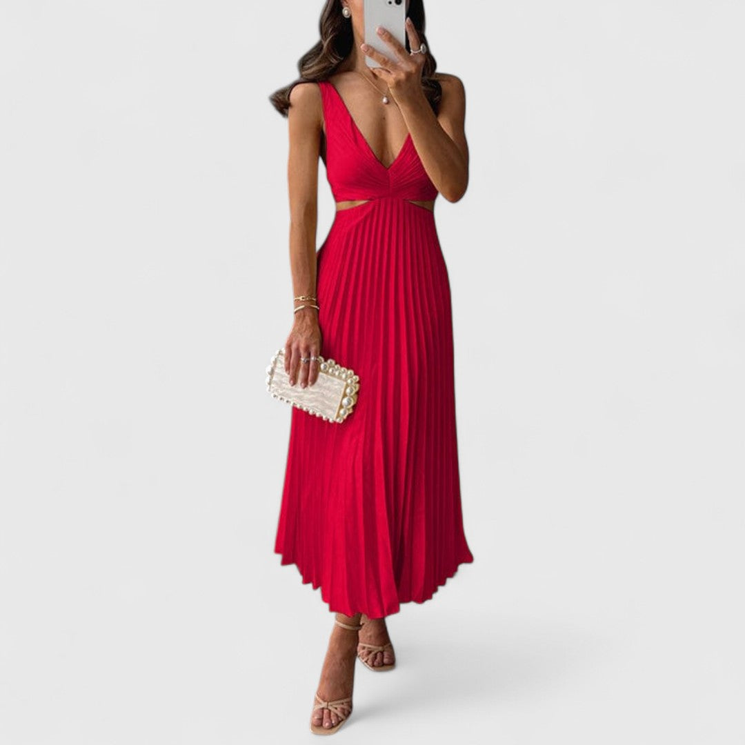 Iris Pleated Midi Dress Refined Elegance And Comfort