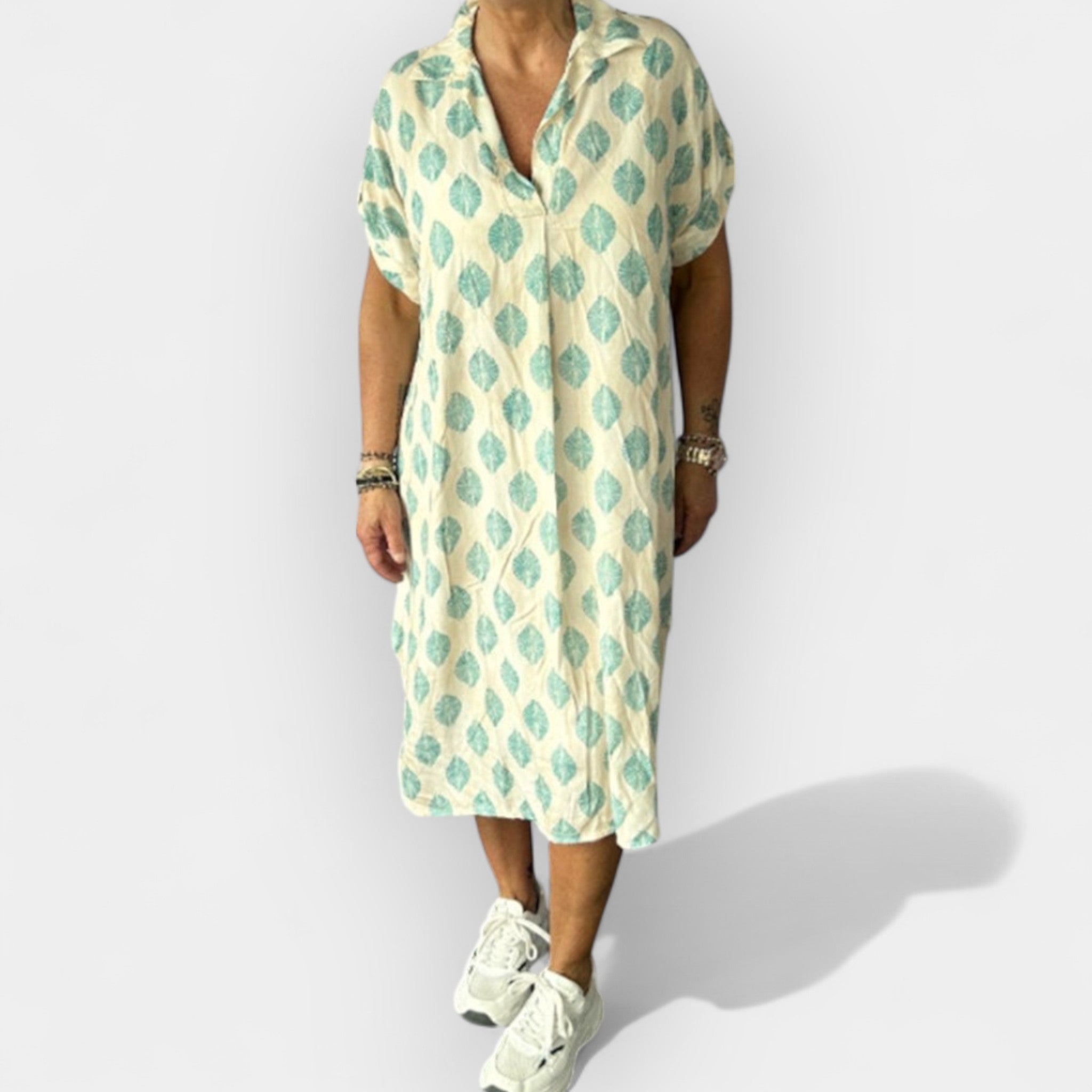 Summer V Neck Dress With Flowy Silhouette Lightweight