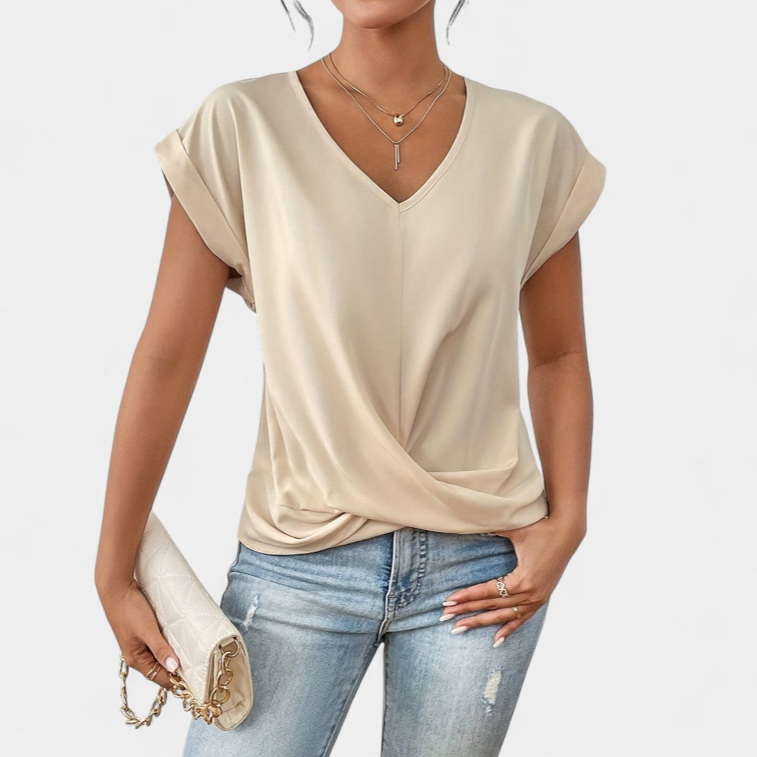 Hope Blouse With Knot Front And V Neckline For Everyday