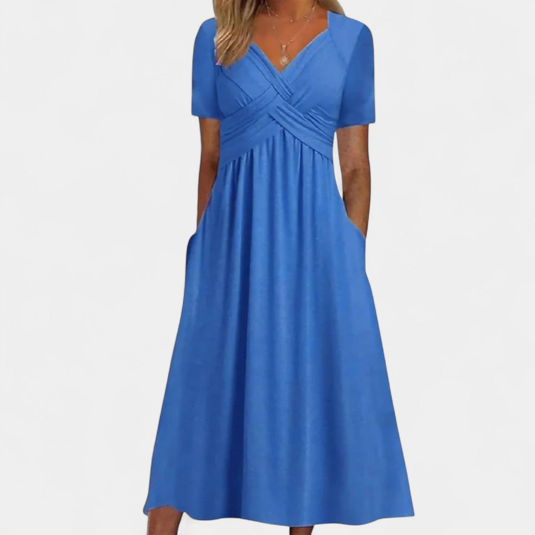 Demetra V Neck Dress For Women Elegant Aline Fit Now