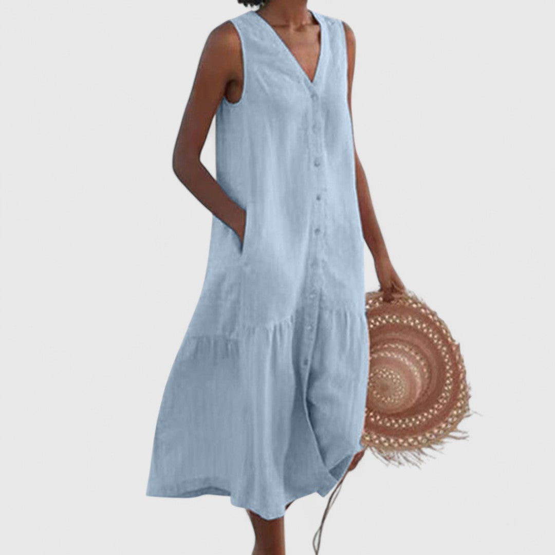Antonoula Elegant V Neck Dress For Ultimate Comfort