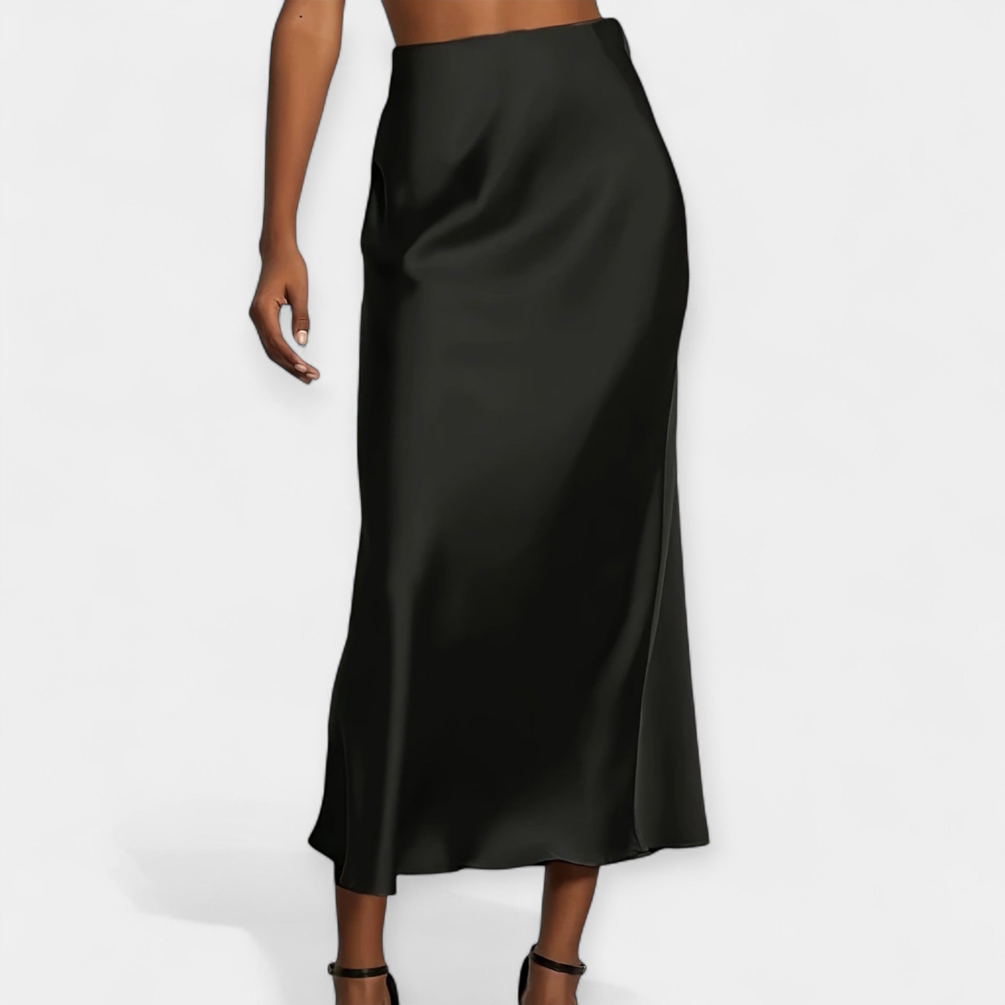 Midi High Waisted Satin Skirt Timeless Elegant Style