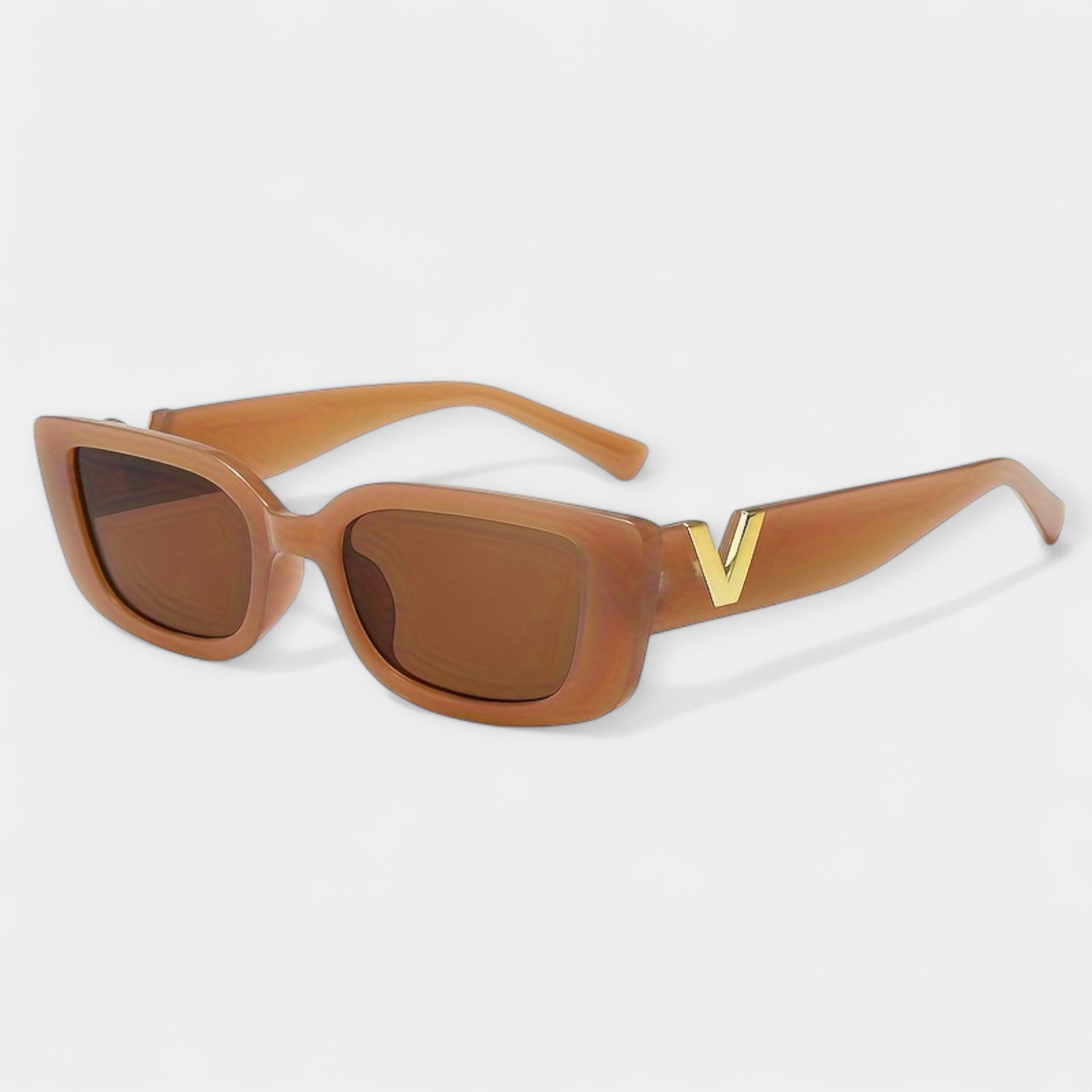 Vintage Square Glasses Black Frame With Gold V Detail