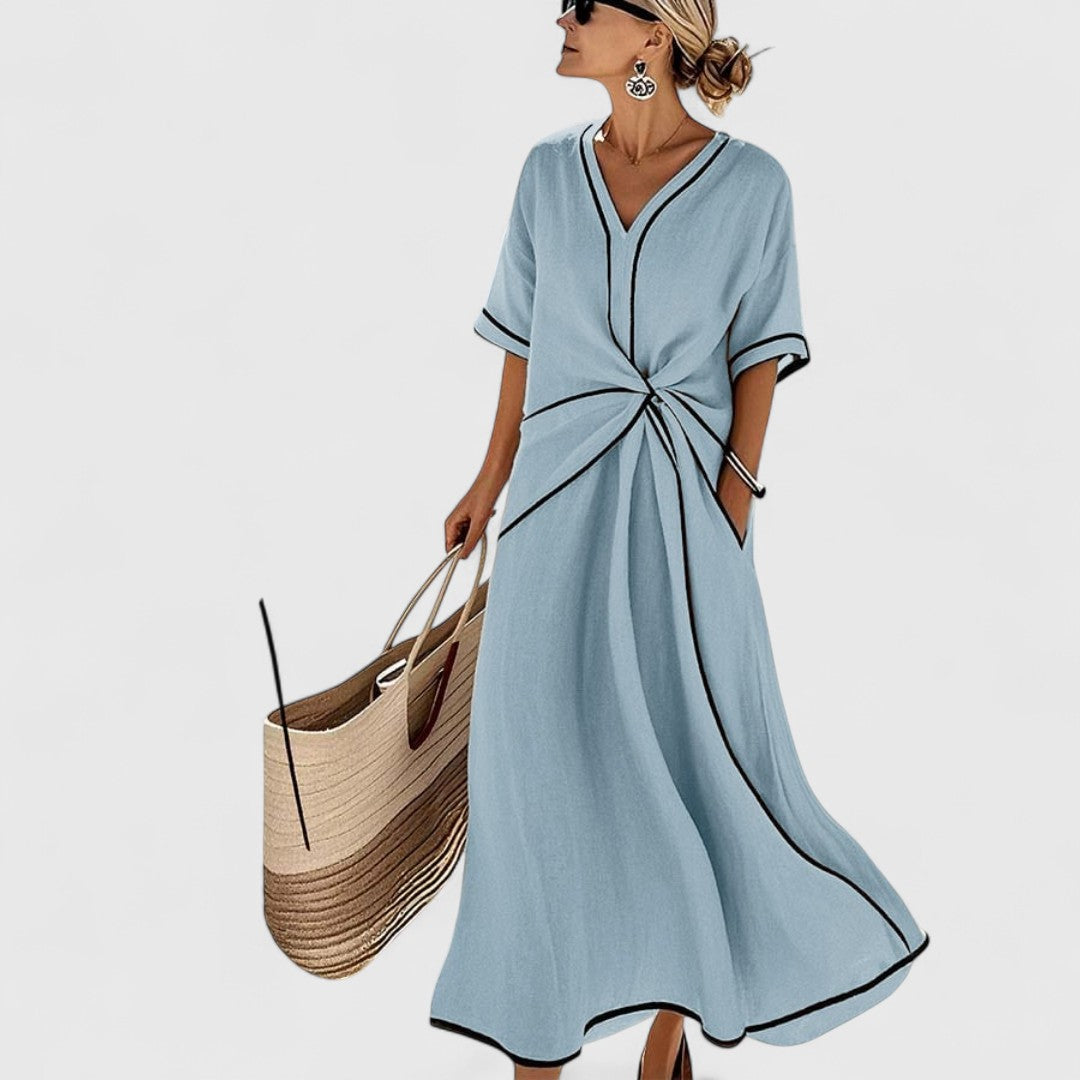 Chrysanthe Striped Dress With Relaxed Fit And Elegance
