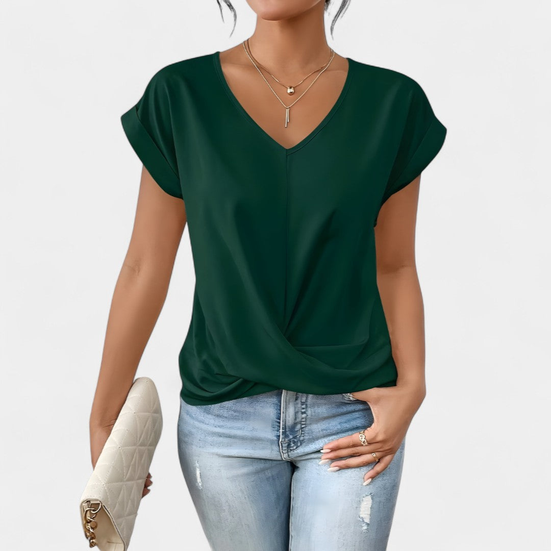 Hope Blouse With Knot Front And V Neckline For Everyday