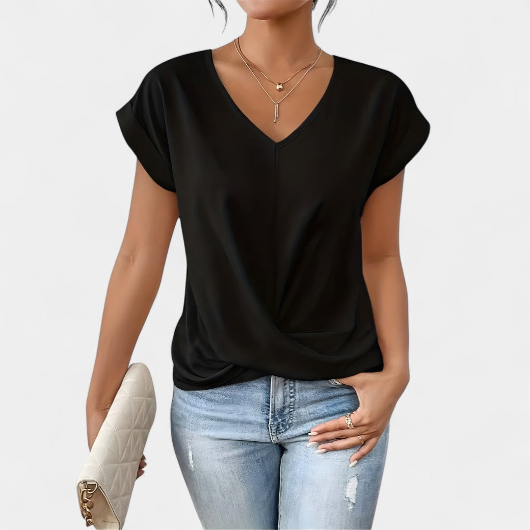Hope Blouse With Knot Front And V Neckline For Everyday