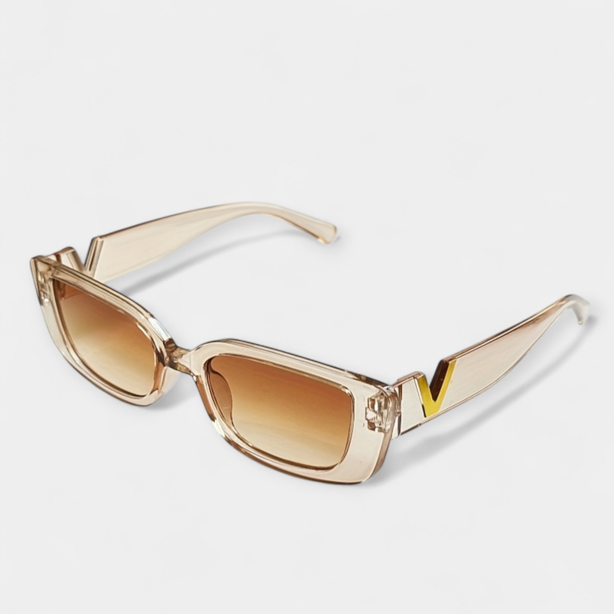 Vintage Square Glasses Black Frame With Gold V Detail