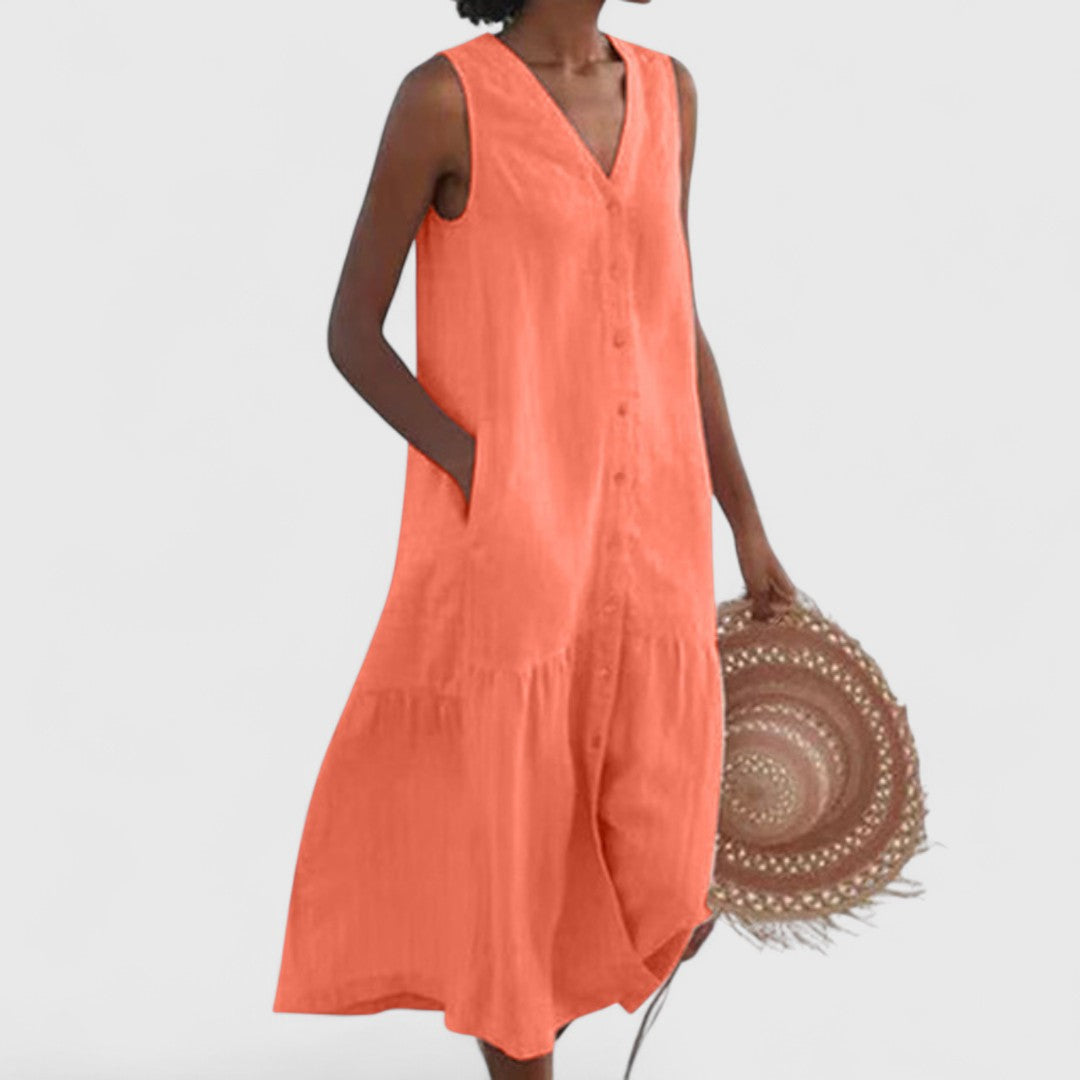 Antonoula Elegant V Neck Dress For Ultimate Comfort