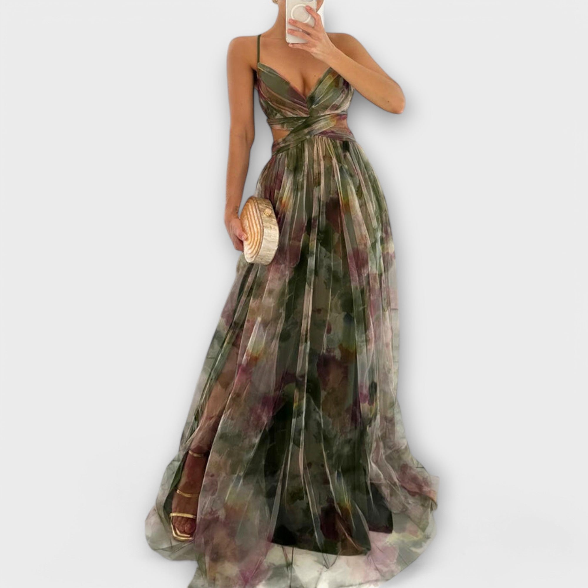Airy Maxi Dress With Sheer Fabric And Pattern For Summer