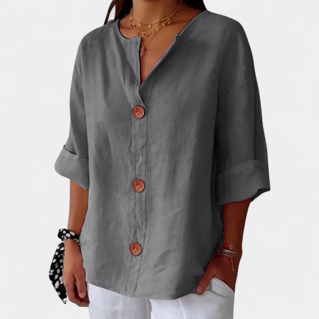 Kalliroi Linen Blouse Lightweight Elegant Summer Wear